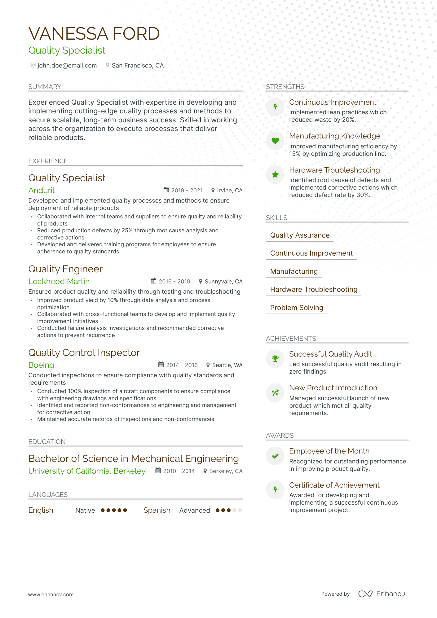 5 Quality Specialist Resume Examples & Guide for 2024