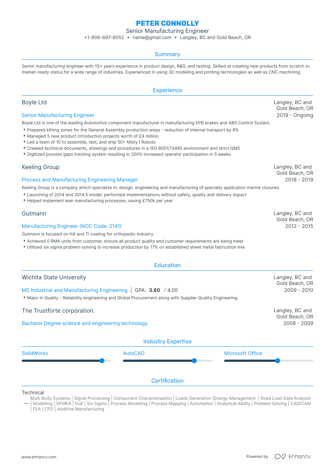 4 Manufacturing Engineer Resume Examples & Guide for 2023