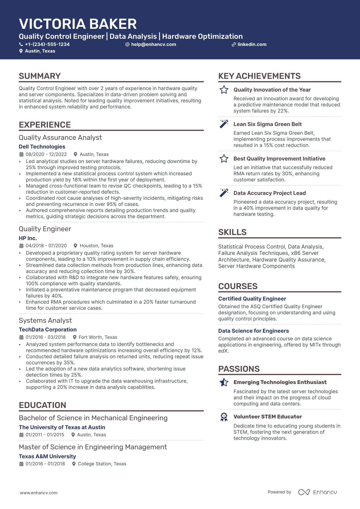 10 Quality Control Engineer Resume Examples & Guide for 2025