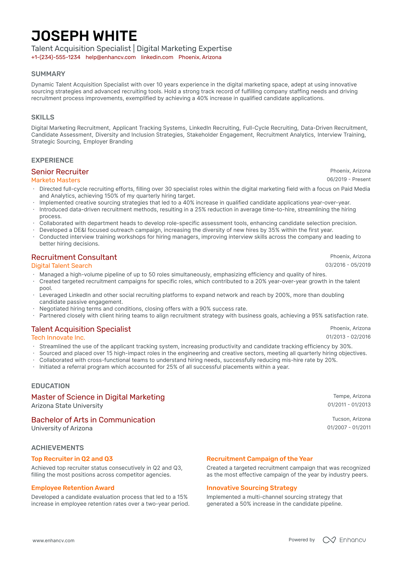 5 Talent Acquisition Manager Resume Examples & Guide for 2024