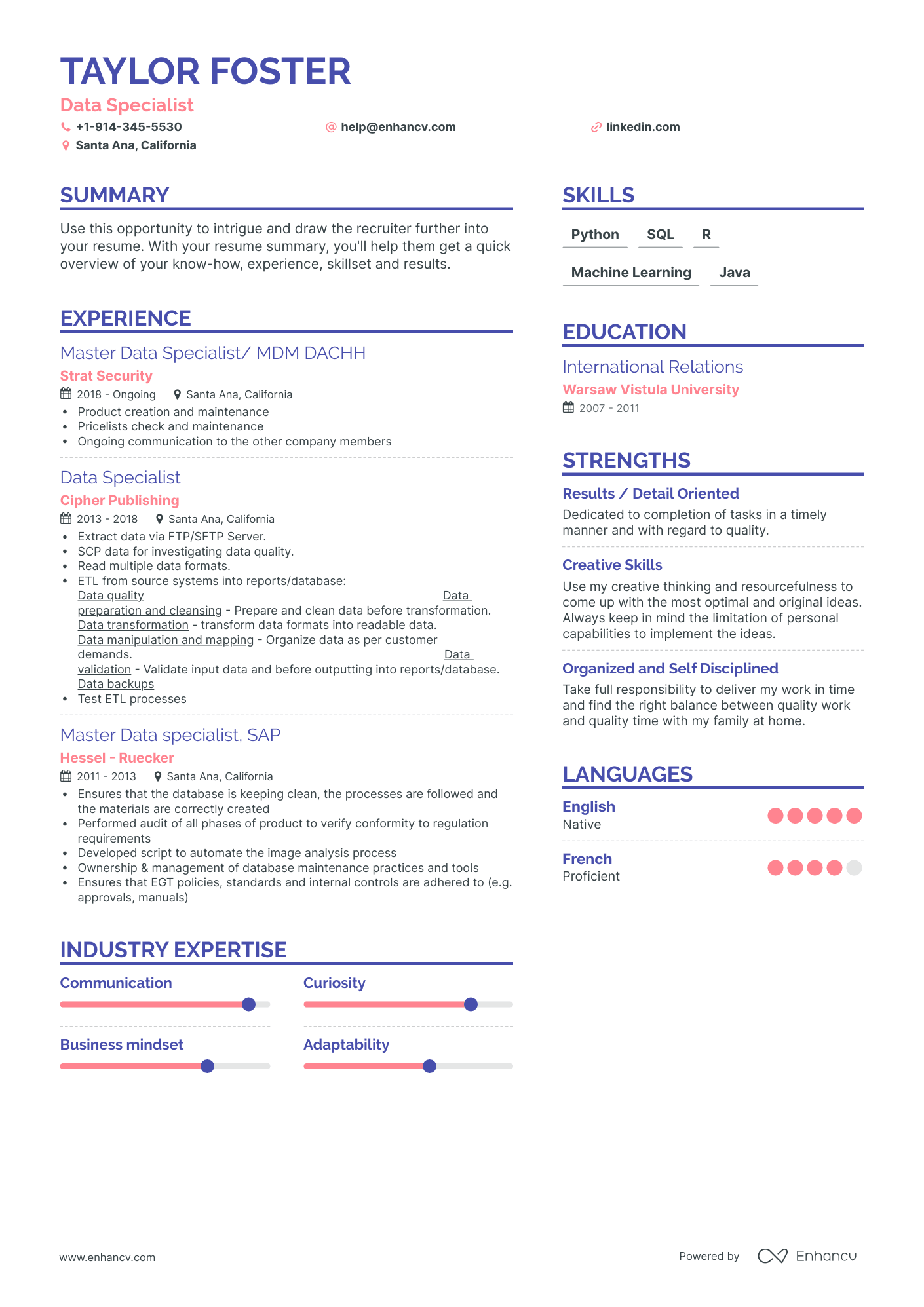 Data Specialist Resume Examples & Guide for 2023 (Layout, Skills ...