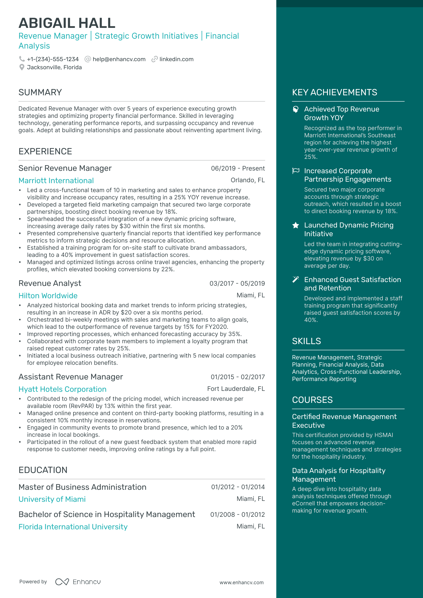 10 Revenue Manager Resume Examples & Guide for 2026