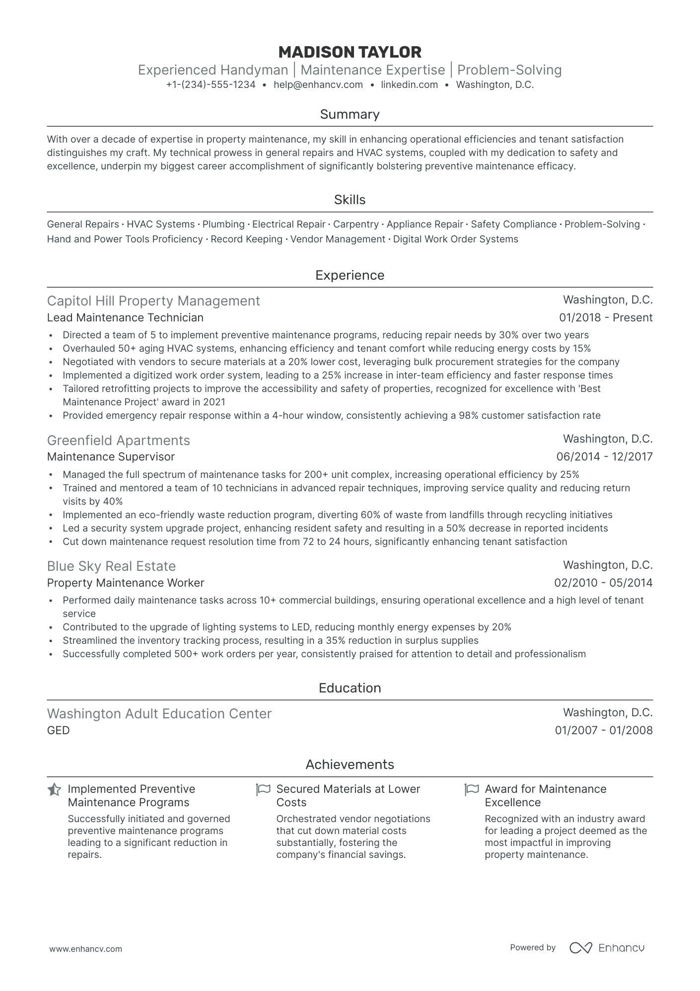 5 Handyman Resume Examples & Guide for 2024