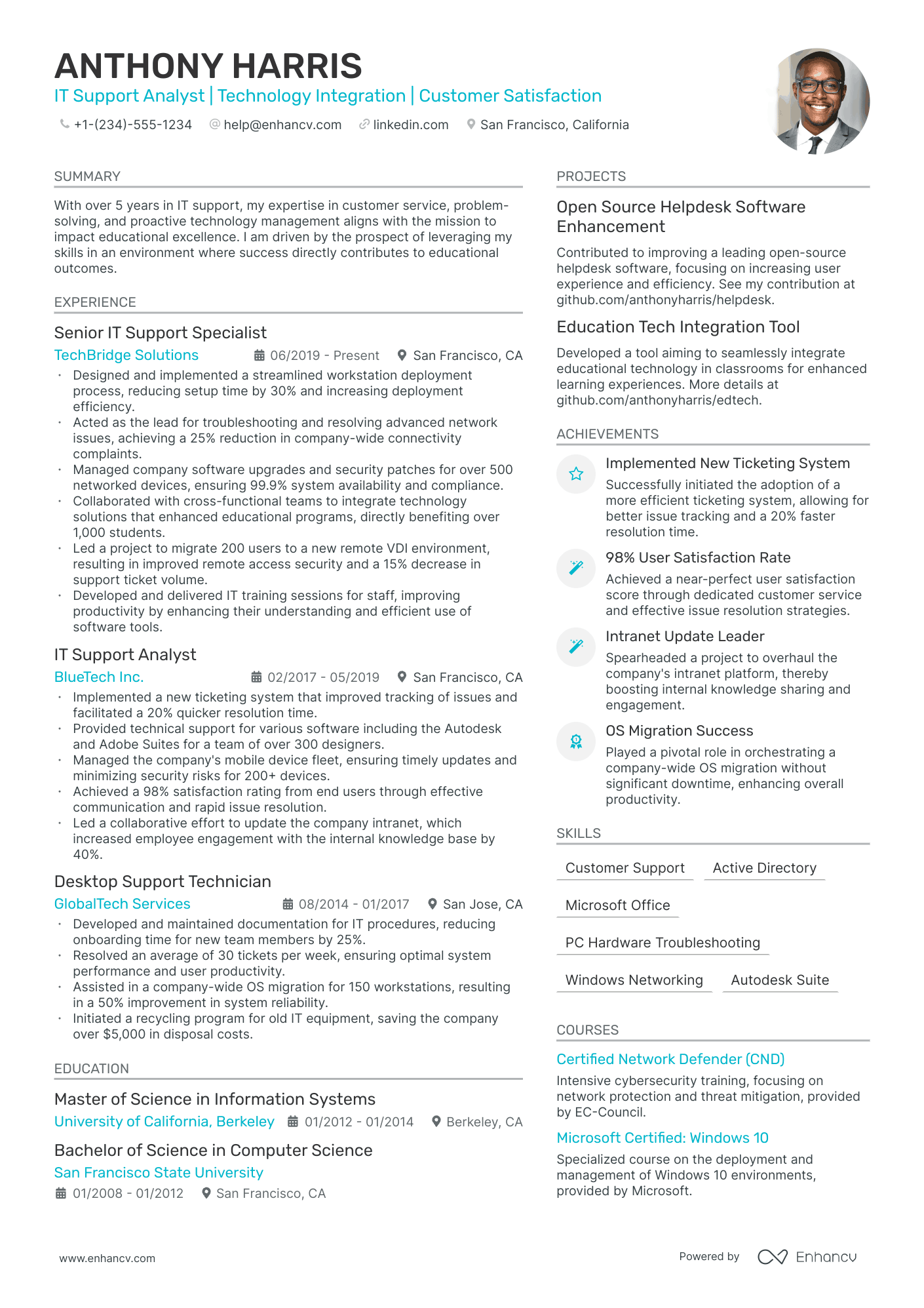 5 IT Support Analyst Resume Examples & Guide for 2024