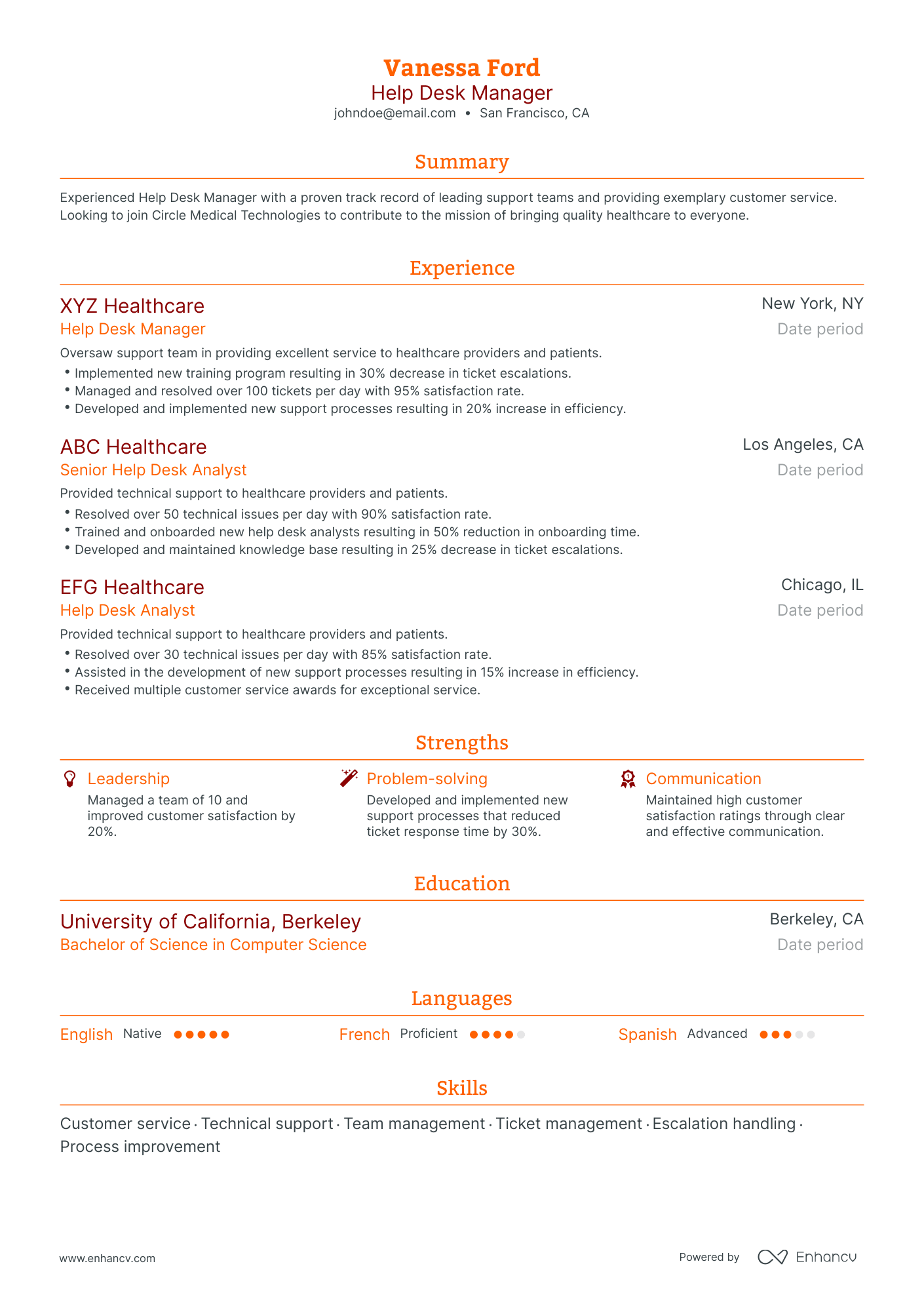 5 Help Desk Manager Resume Examples & Guide for 2023