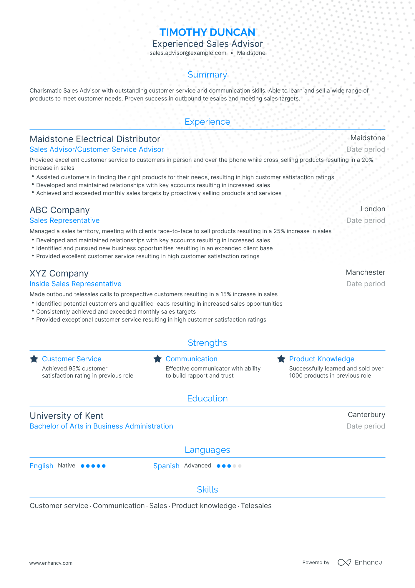 5 Sales Advisor Resume Examples & Guide for 2024