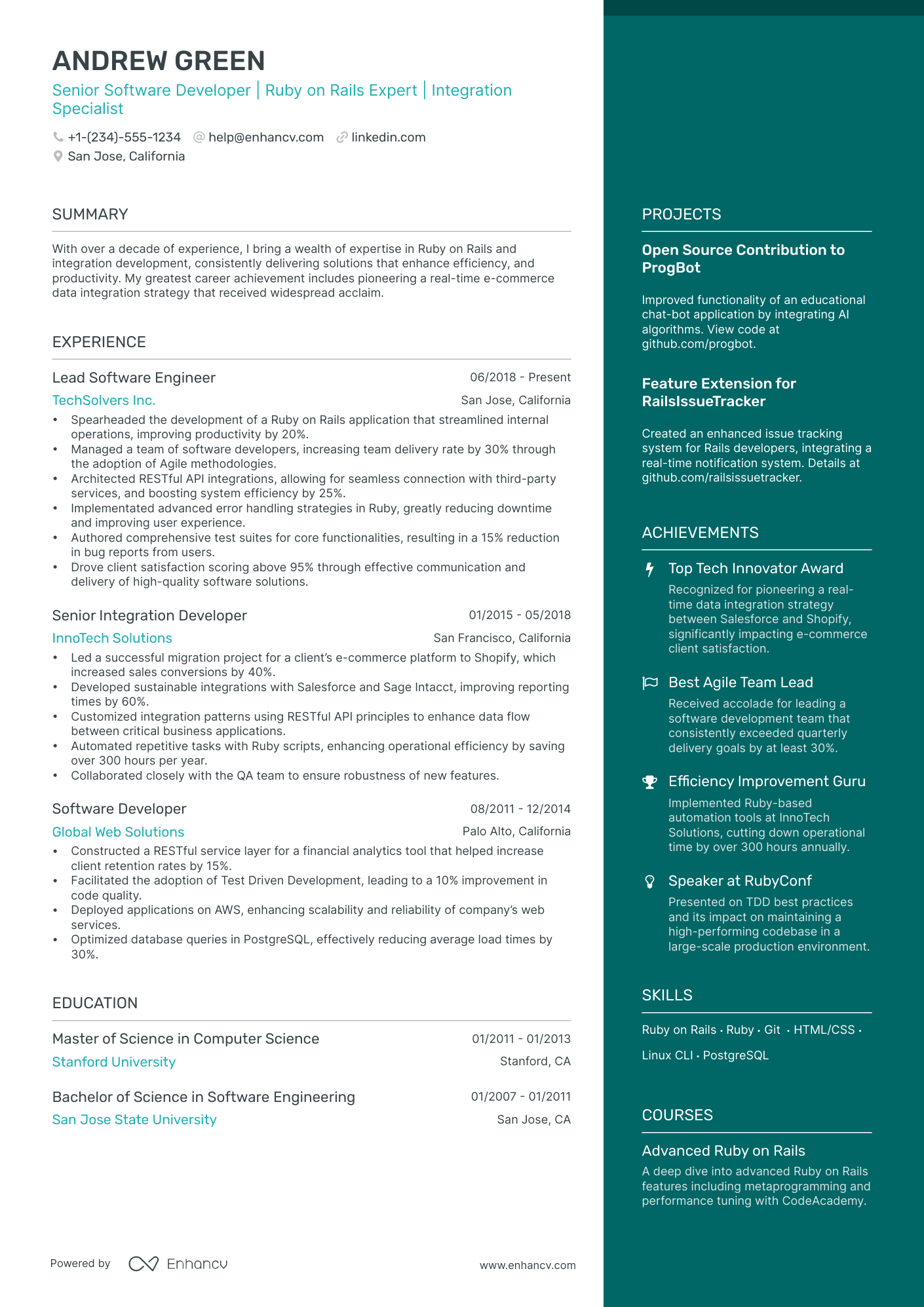 5 Ruby On Rails Developer Resume Examples & Guide for 2024