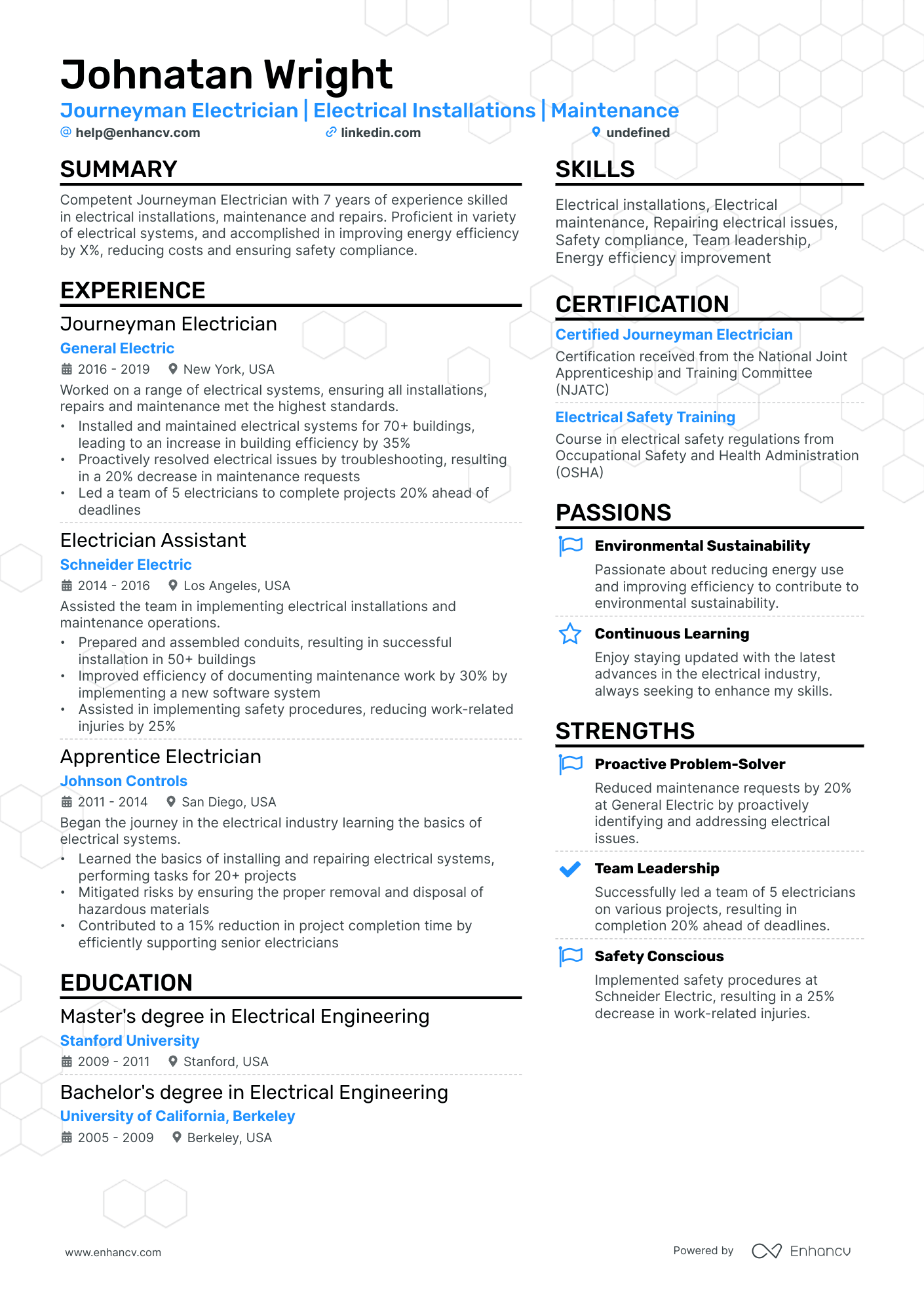 10 Journeyman Electrician Resume Examples & Guide for 2026