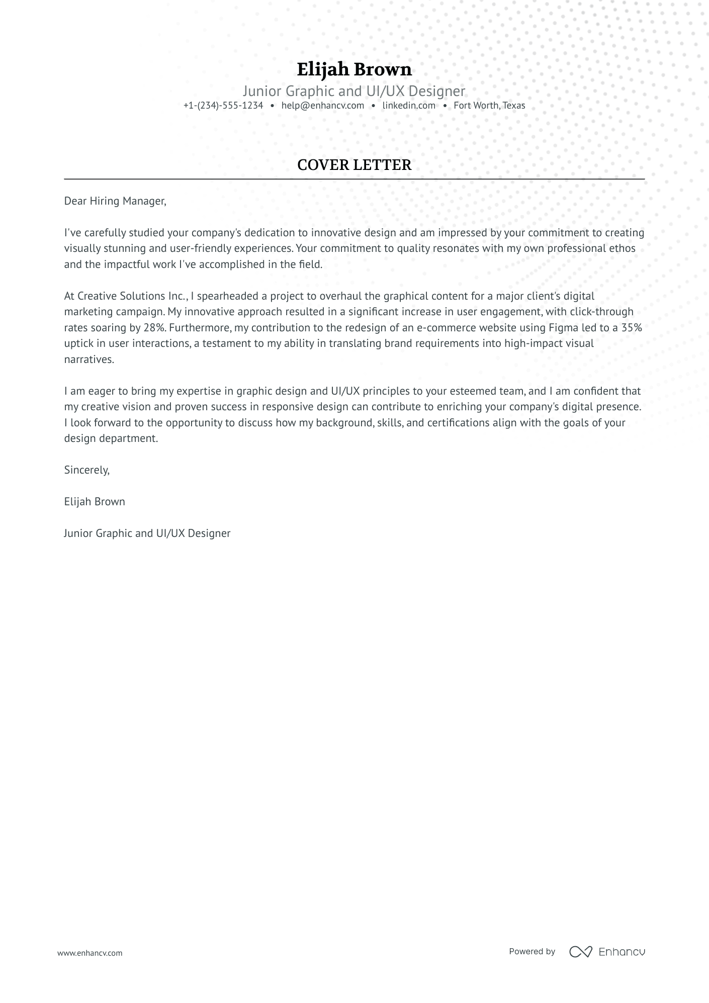 8 Professional UX Designer Cover Letter Examples and Template for 2026 ...