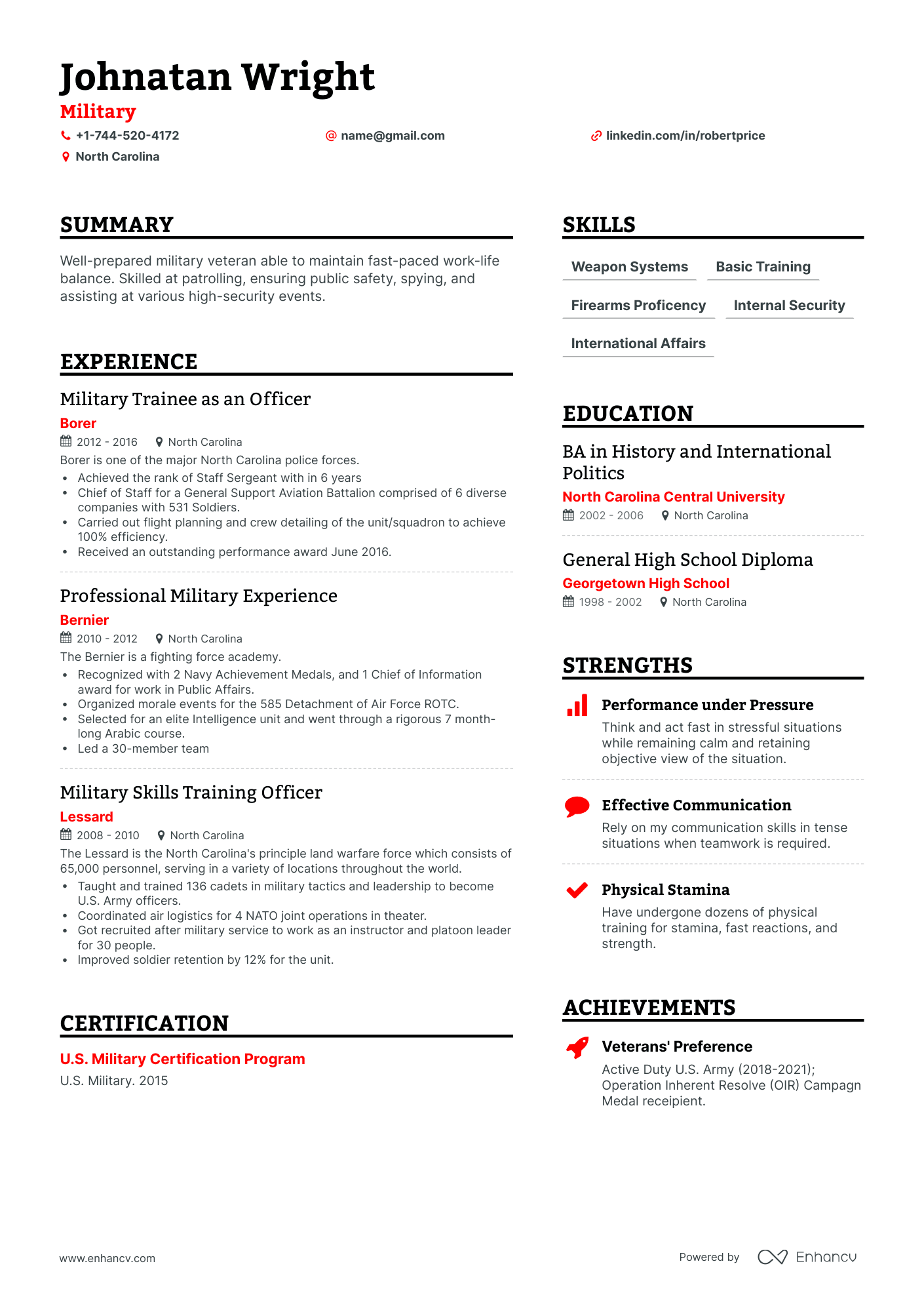 building a military resume