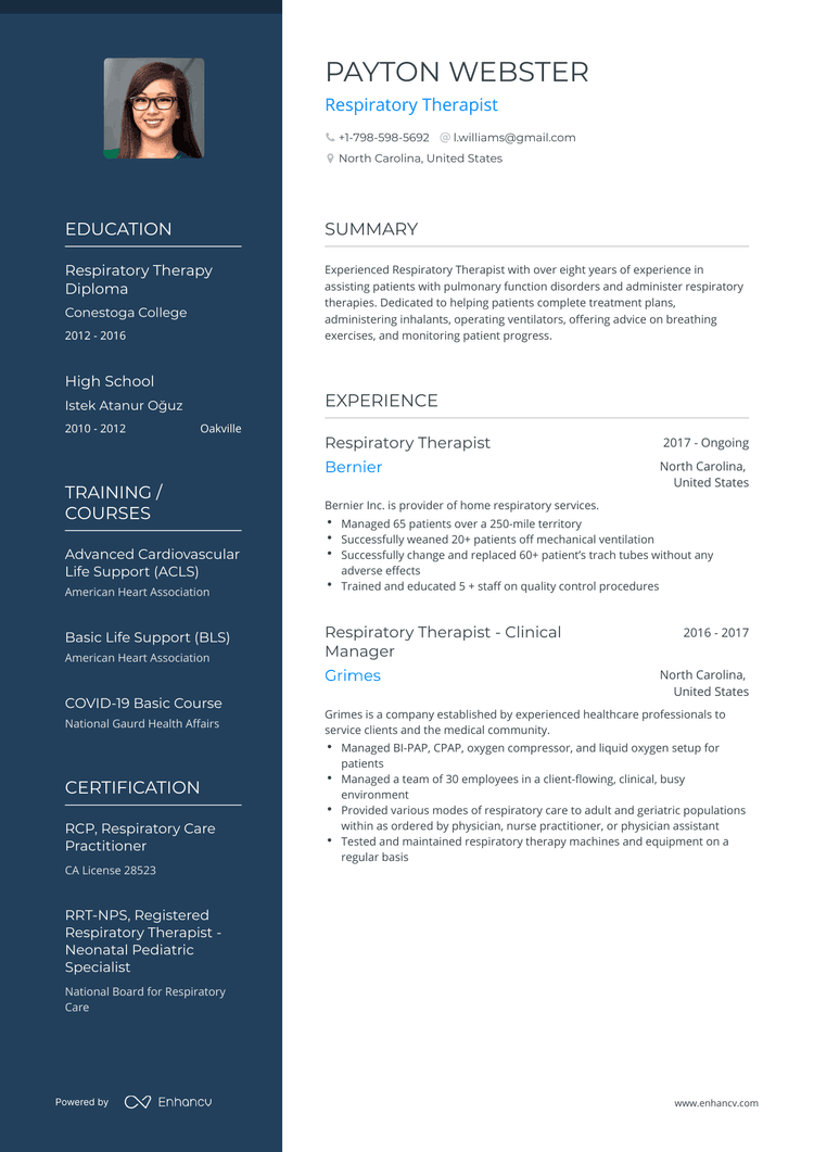 5 Respiratory Therapist Resume Examples & Guide for 2024
