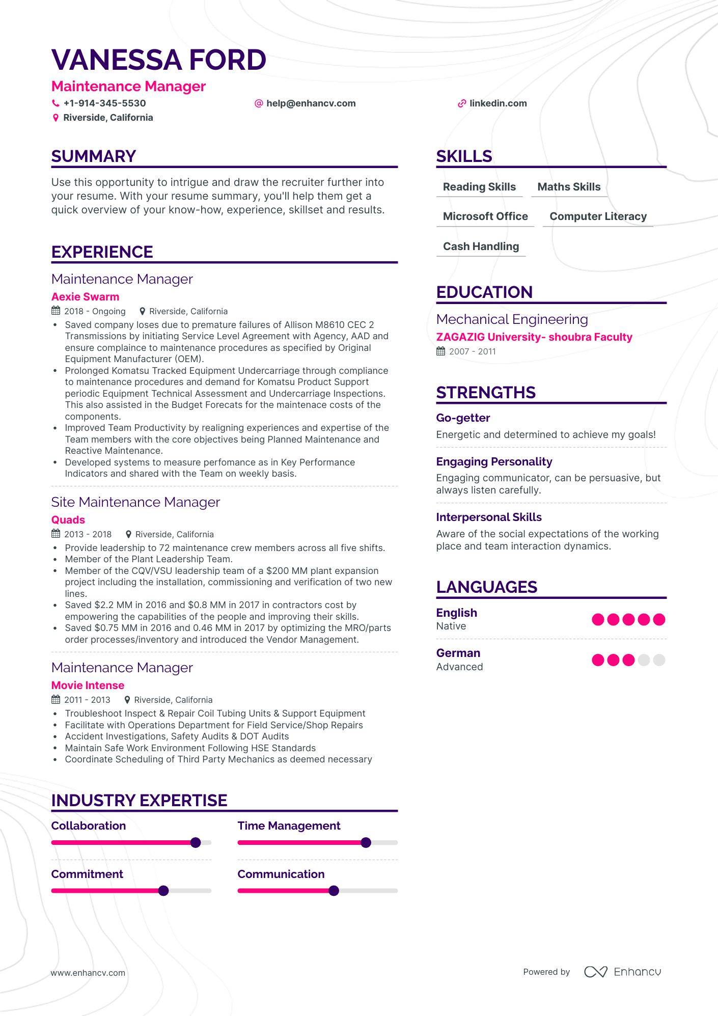 Maintenance Manager Resume Examples & Guide for 2023 (Layout, Skills ...