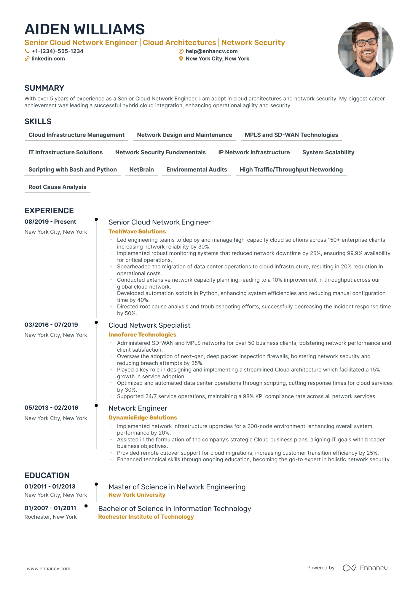 5 Cloud Network Engineer Resume Examples & Guide for 2024