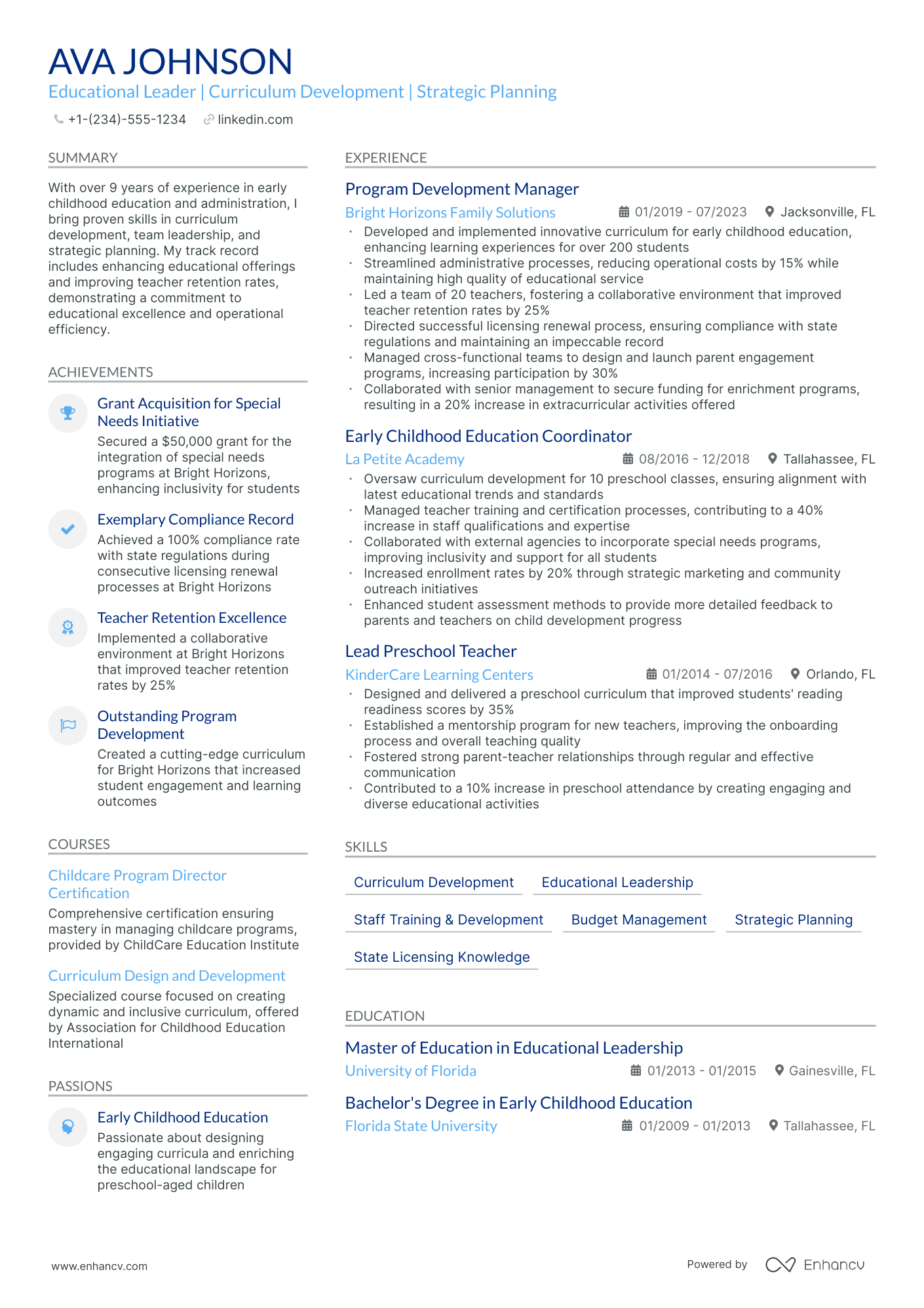 5 Preschool Director Resume Examples & Guide for 2024