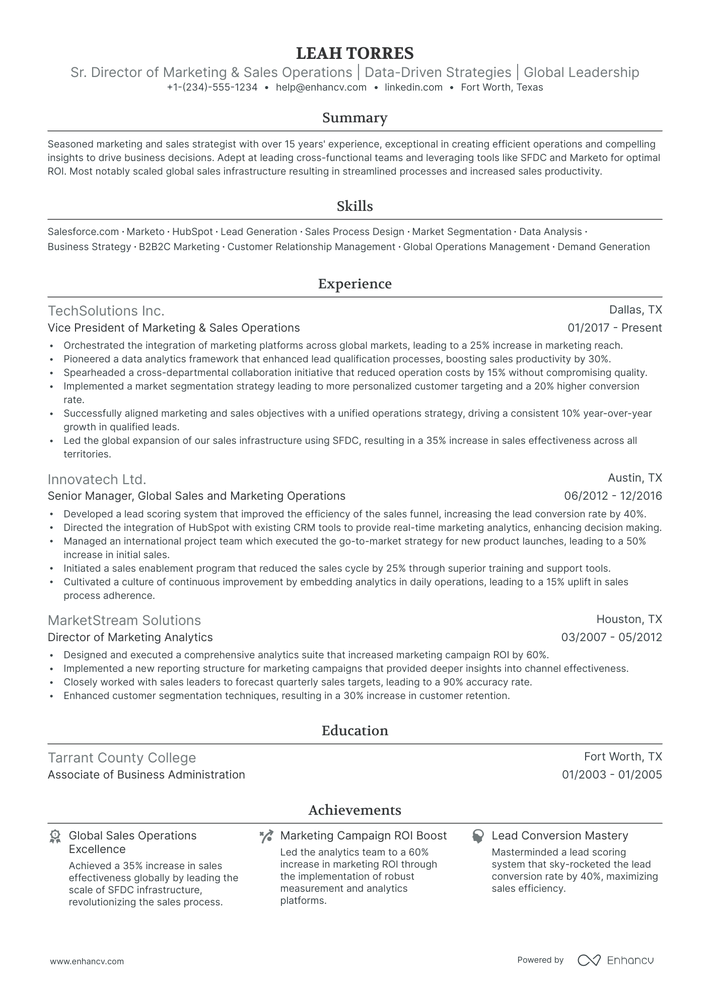 5 Marketing And Sales Resume Examples & Guide for 2024