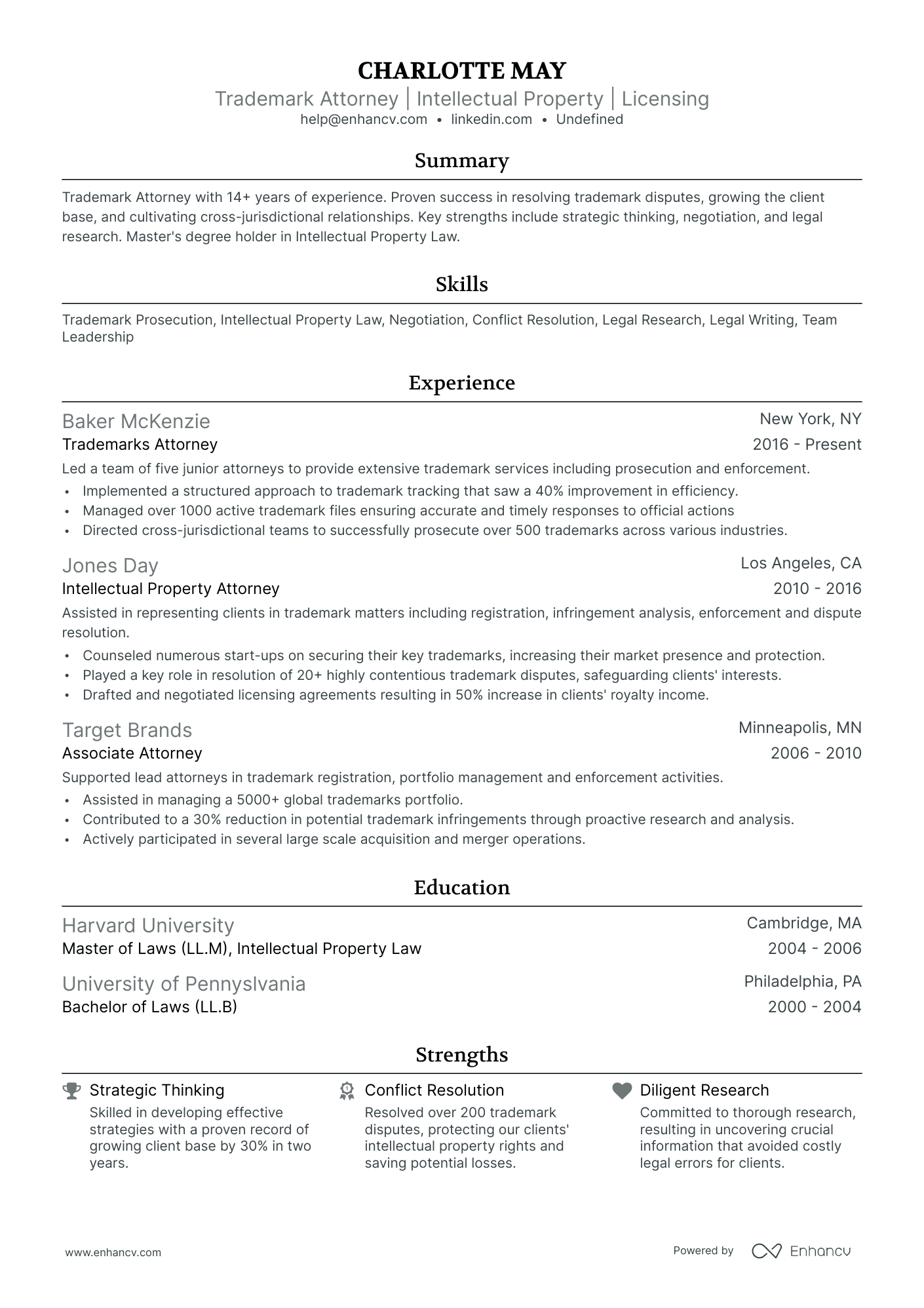 10 Trademark Attorney Resume Examples & Guide for 2026