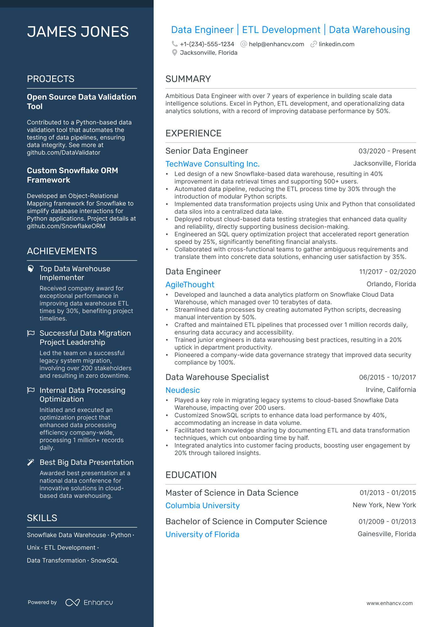 5 Snowflake Developer Resume Examples & Guide for 2024