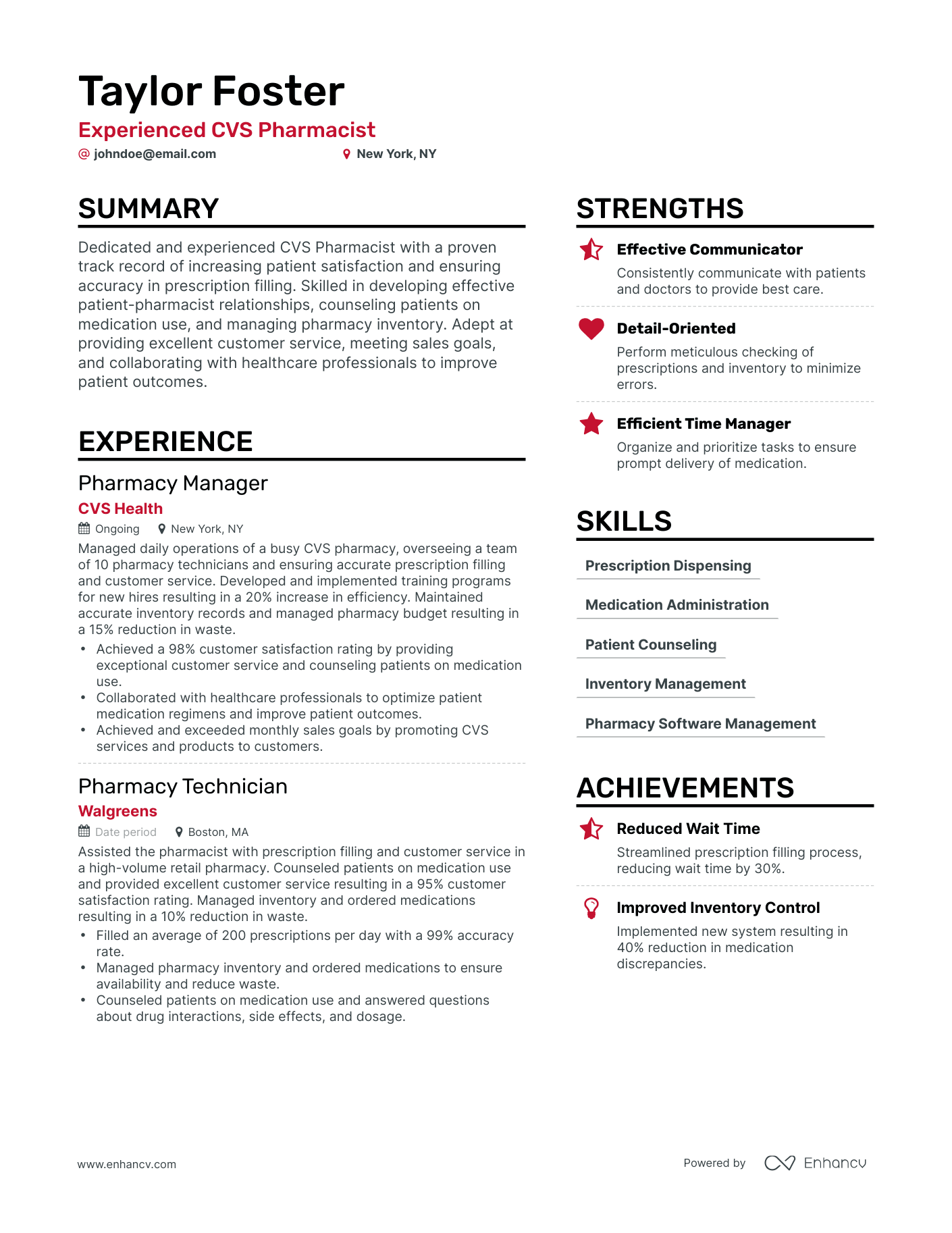 5 CVS Pharmacist Resume Examples & Guide for 2023