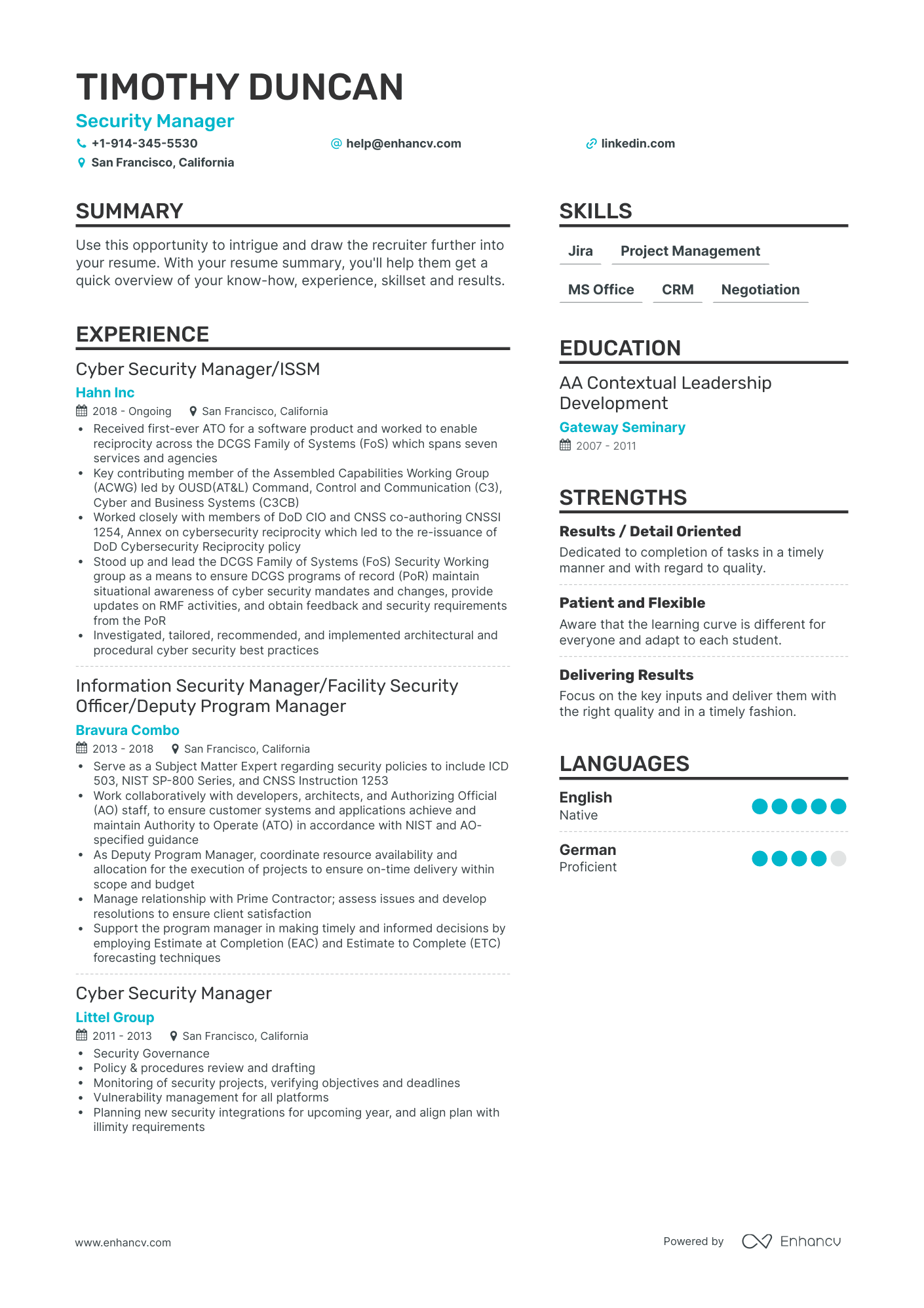 Security Manager Resume Examples & Guide for 2023 (Layout, Skills ...