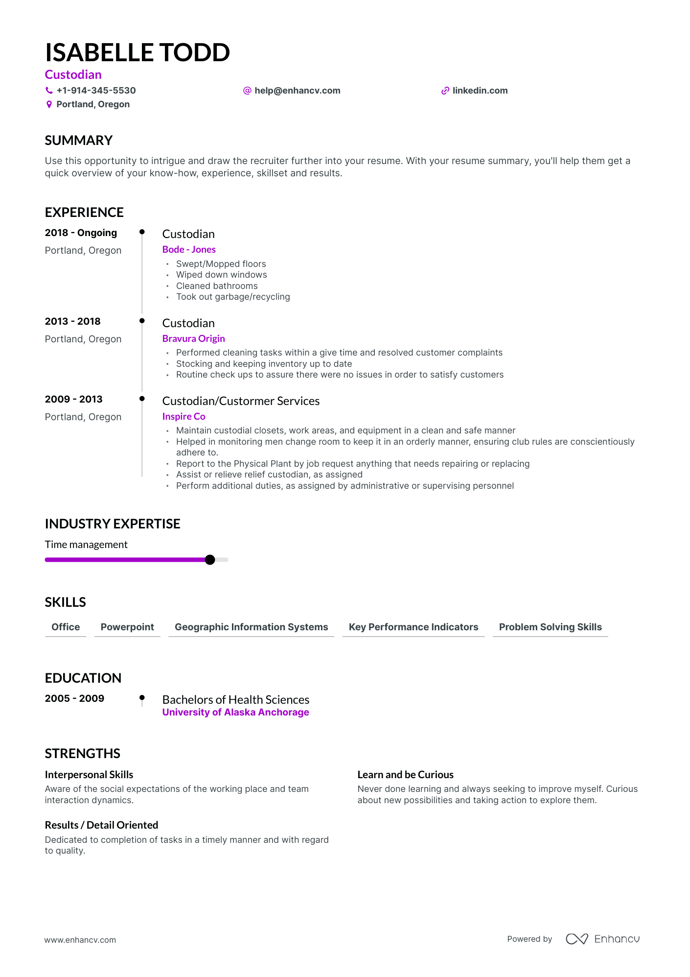 Top Custodian Resume Examples & Samples for 2023 | Enhancv.com (Layout ...