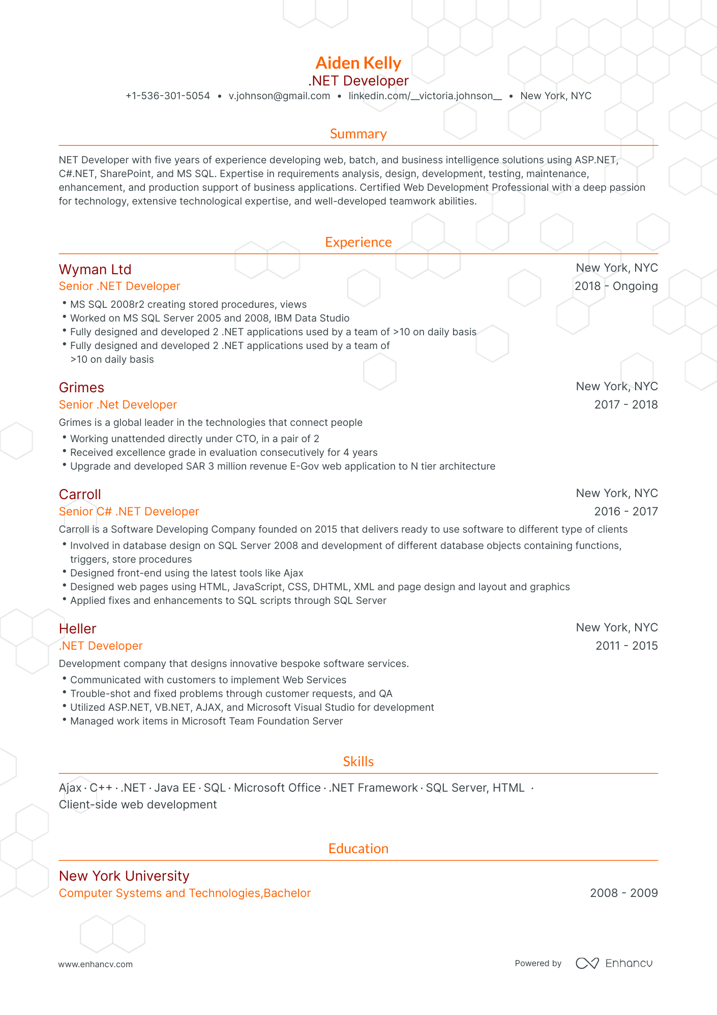 6 Net Developer Resume Examples & Guide for 2023