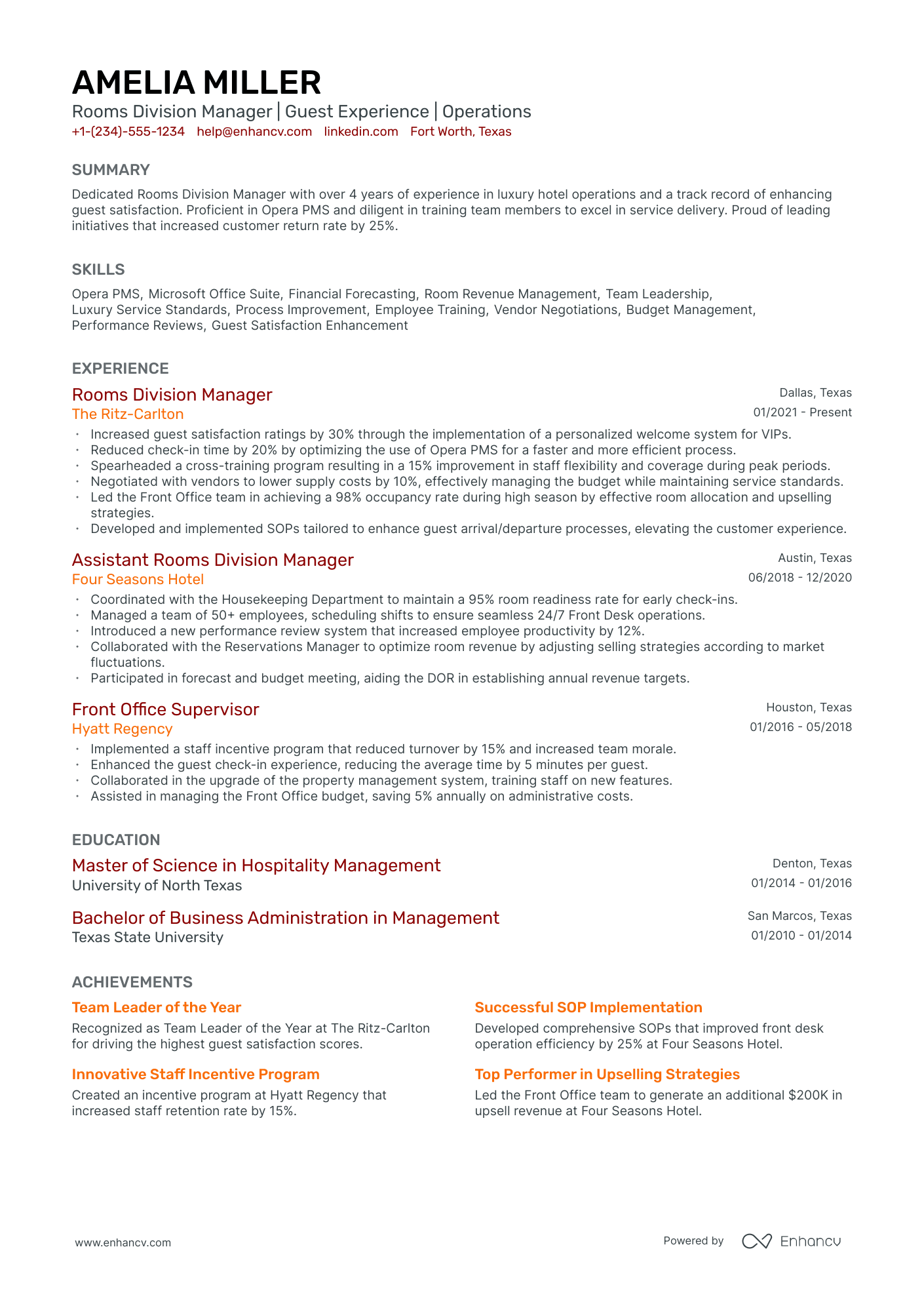 5 Front Office Manager Resume Examples & Guide for 2024