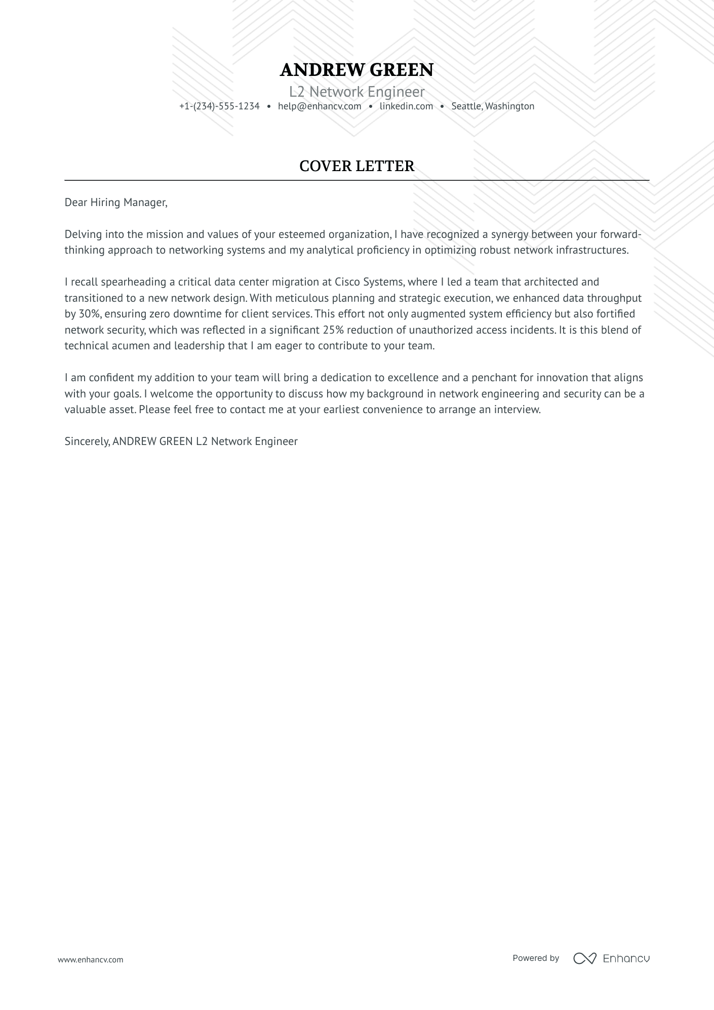 15 Professional Network Engineer Cover Letter Examples and Template for ...