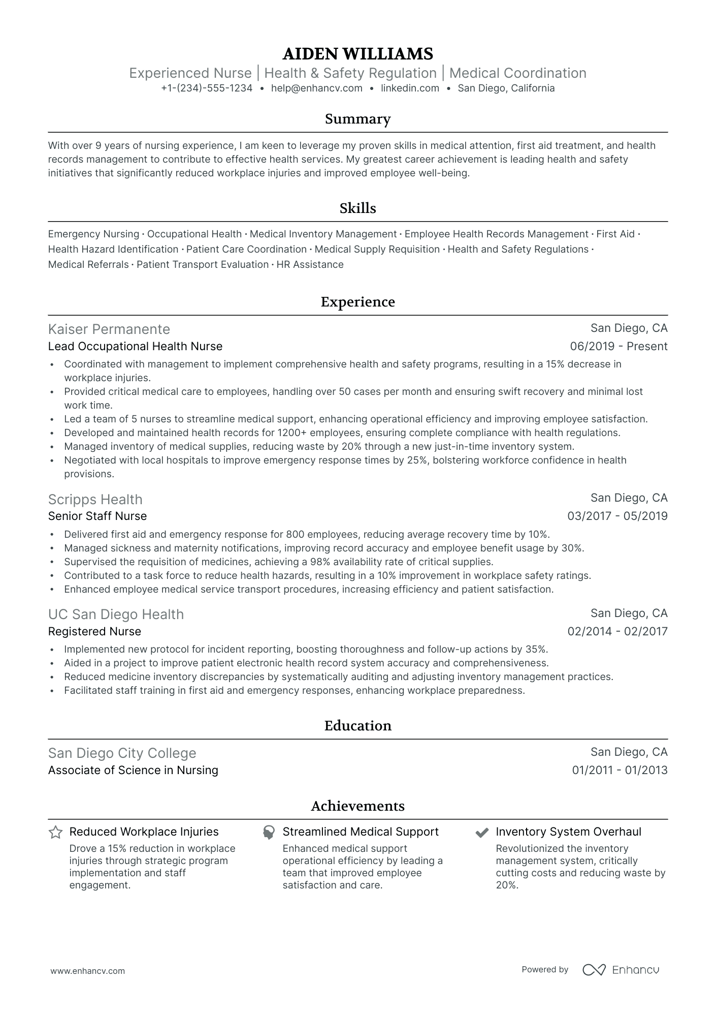 5 Company Nurse Resume Examples & Guide for 2024