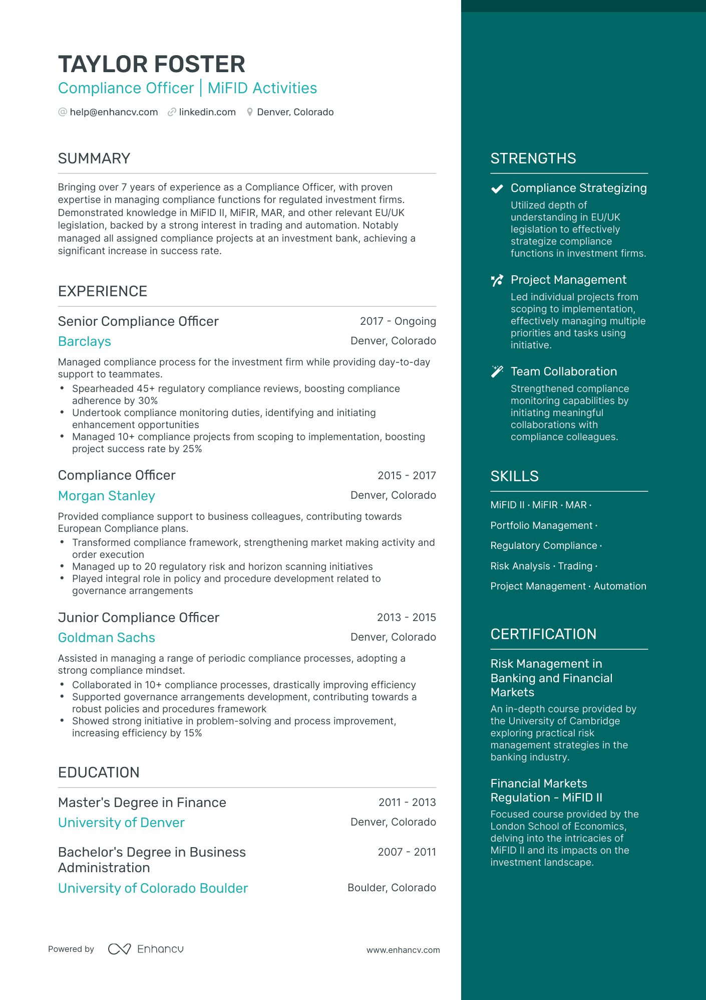 5 Compliance Officer Resume Examples & Guide for 2023
