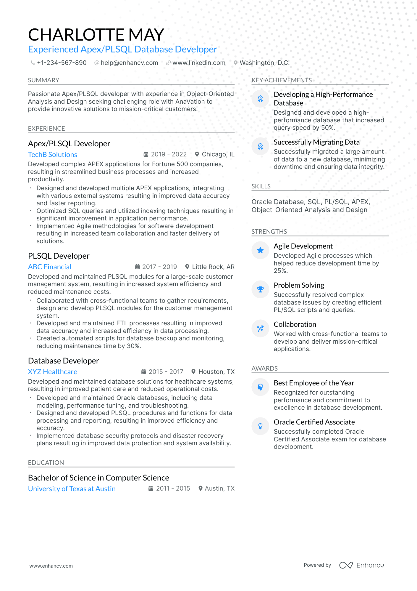 Senior Database Developer Example Resume 10 Database Developer Resume Examples, Templates & Guide for 2026