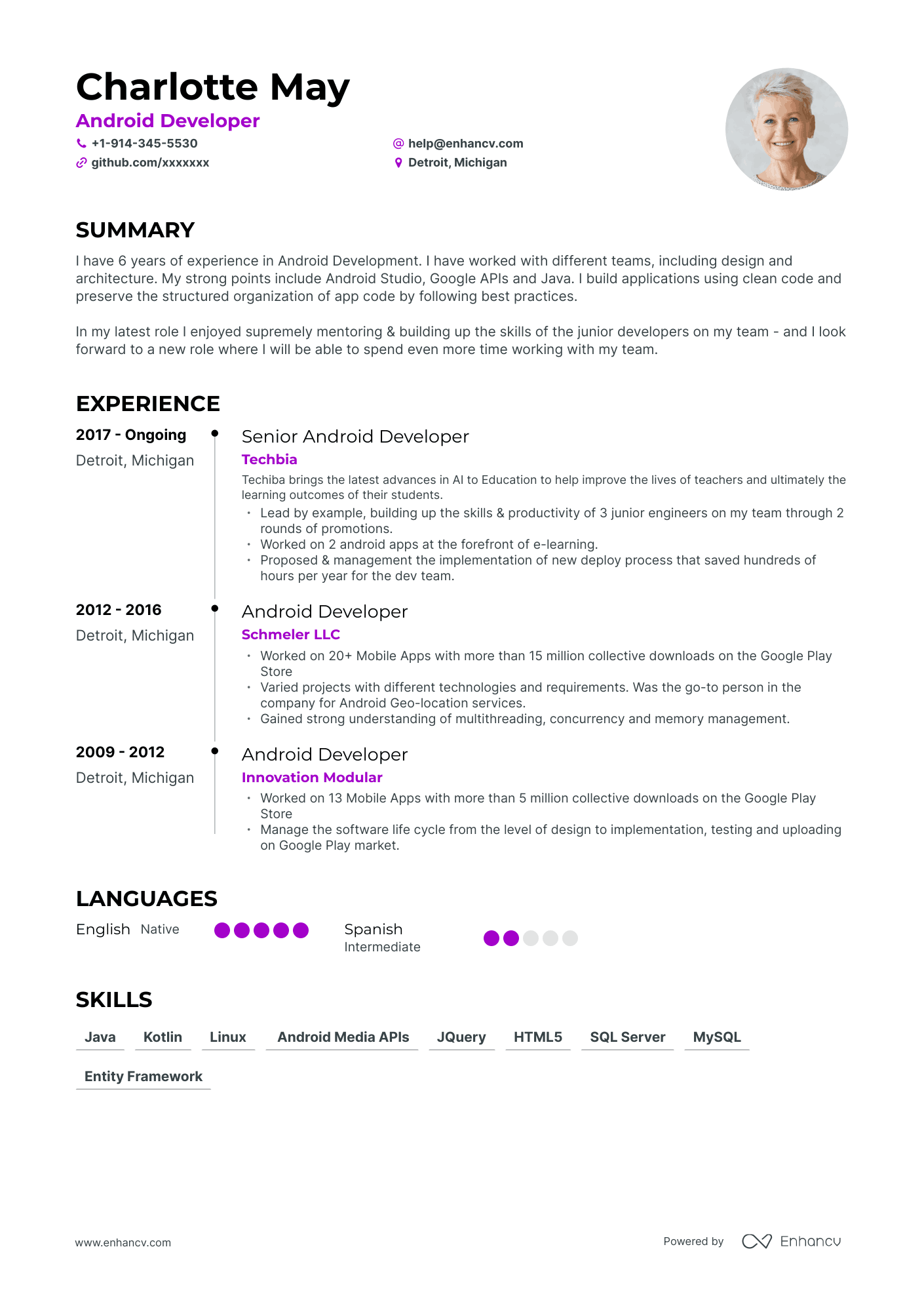 Top Android Developer Resume Examples & Samples for 2023 | Enhancv.com ...