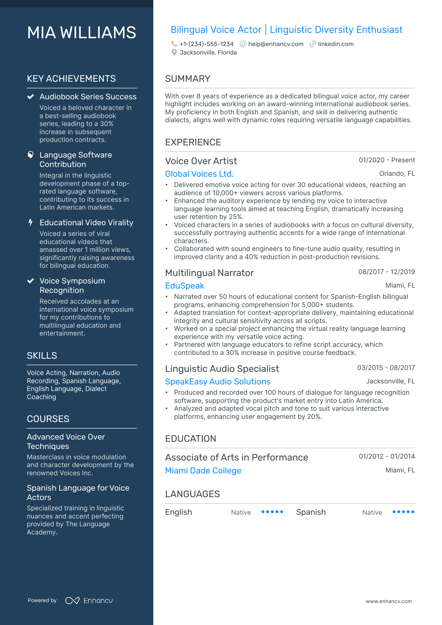 10 Voice Actor Resume Examples - AHR0cHM6Ly9jZG4uZW5oYW5jdi5jb20vcHJlZGVmaW5lZC1leGFtcGxlcy9OanBlNkFQMENvUkJLdllKTE9hRGpxbmRxd2k5Y1NtQ2NjaWN6SEc4L2ltYWdlLnBuZw~~ 