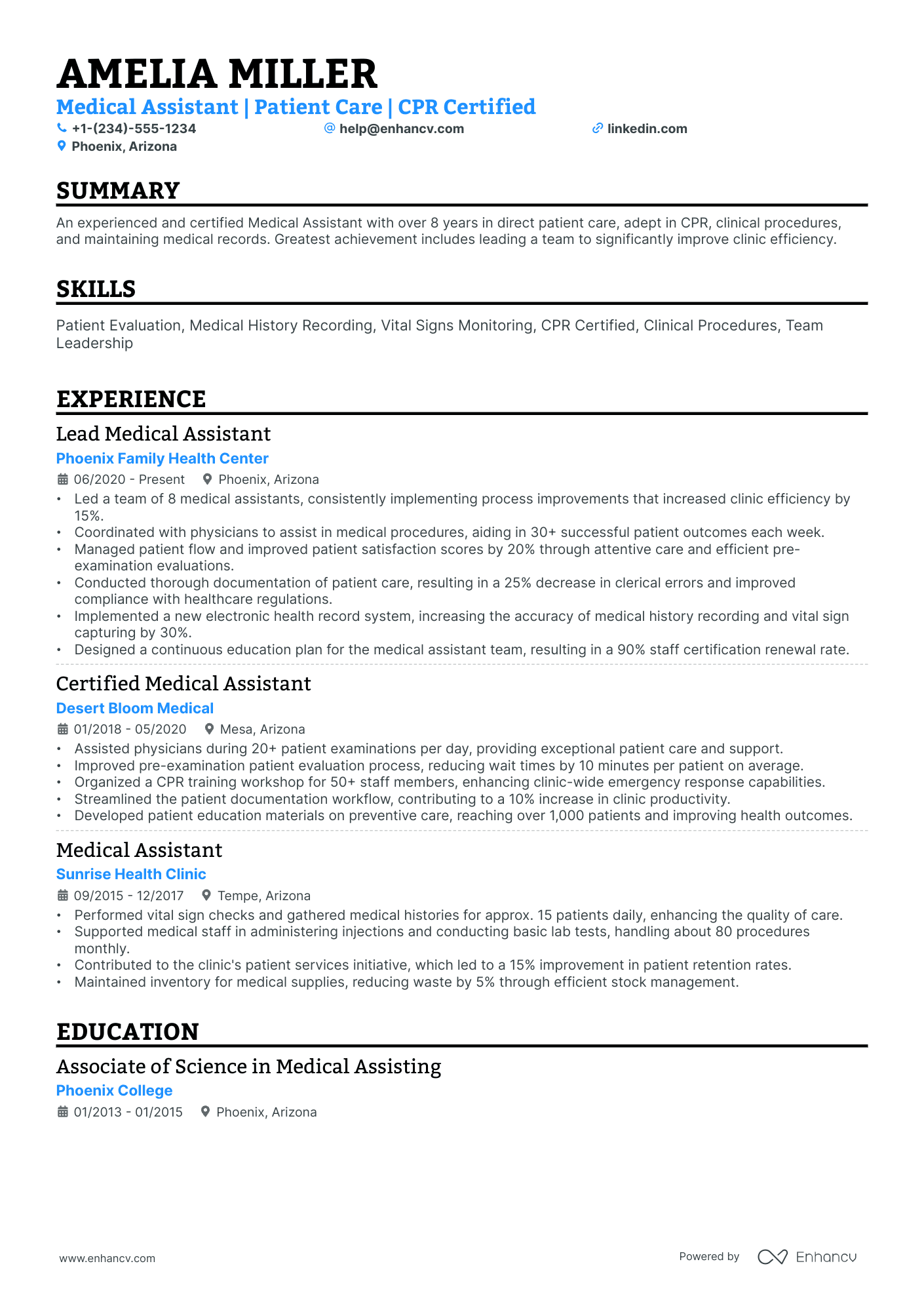10 Clinical Medical Assistant Resume Examples & Guide for 2026