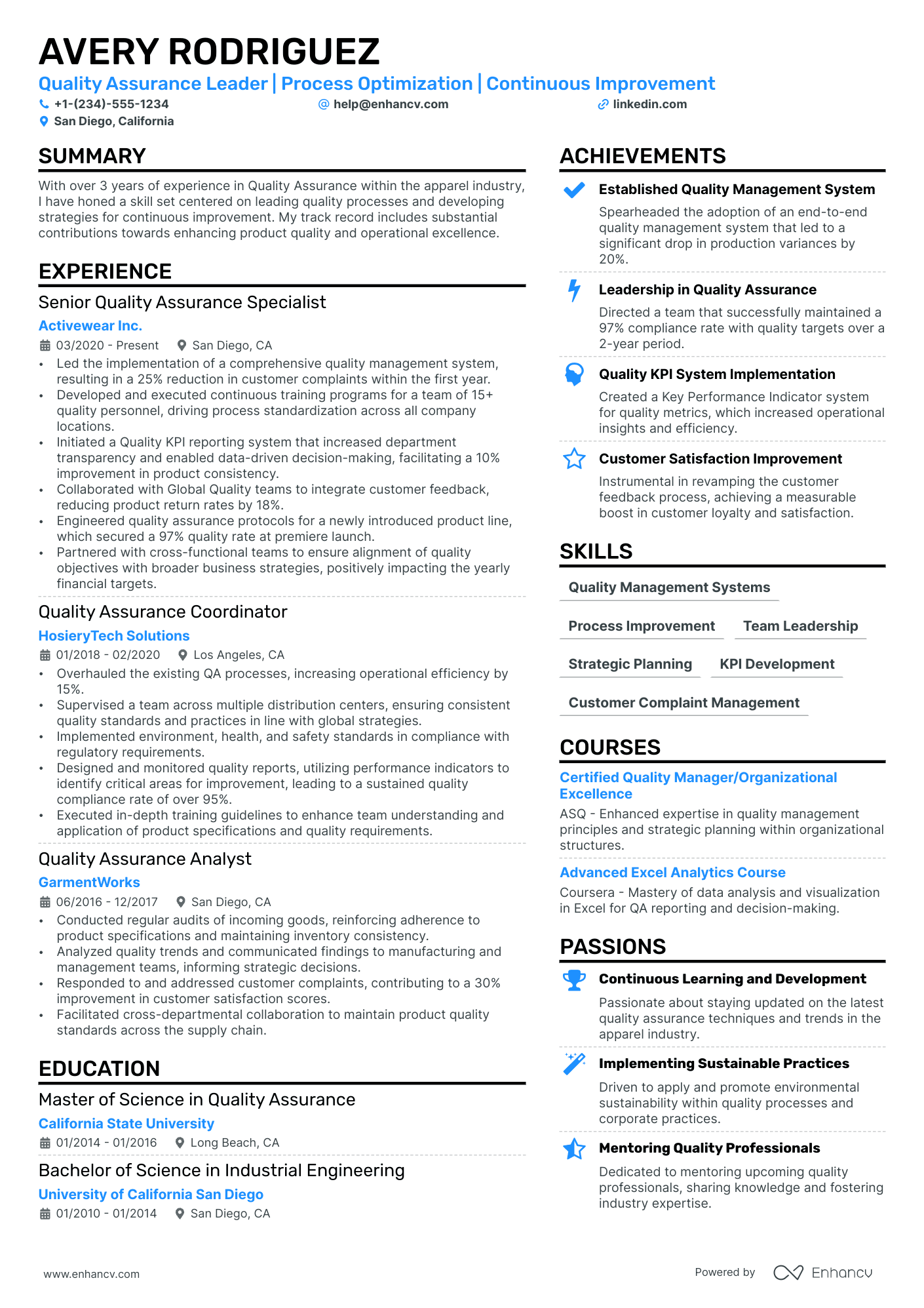 8 Quality Manager Resume Examples & Guide for 2024