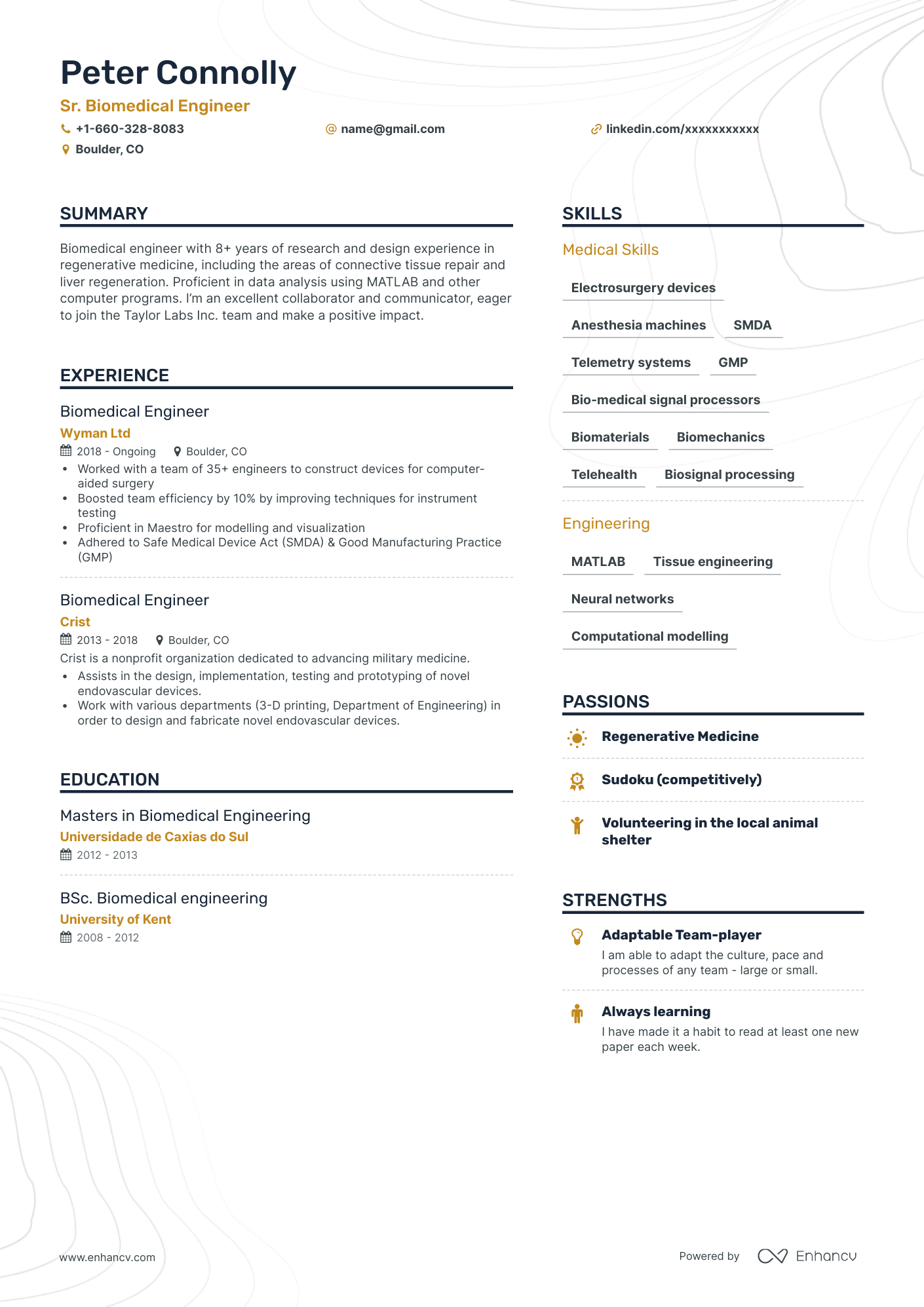 5 Biomedical Engineer Resume Examples & Guide for 2024