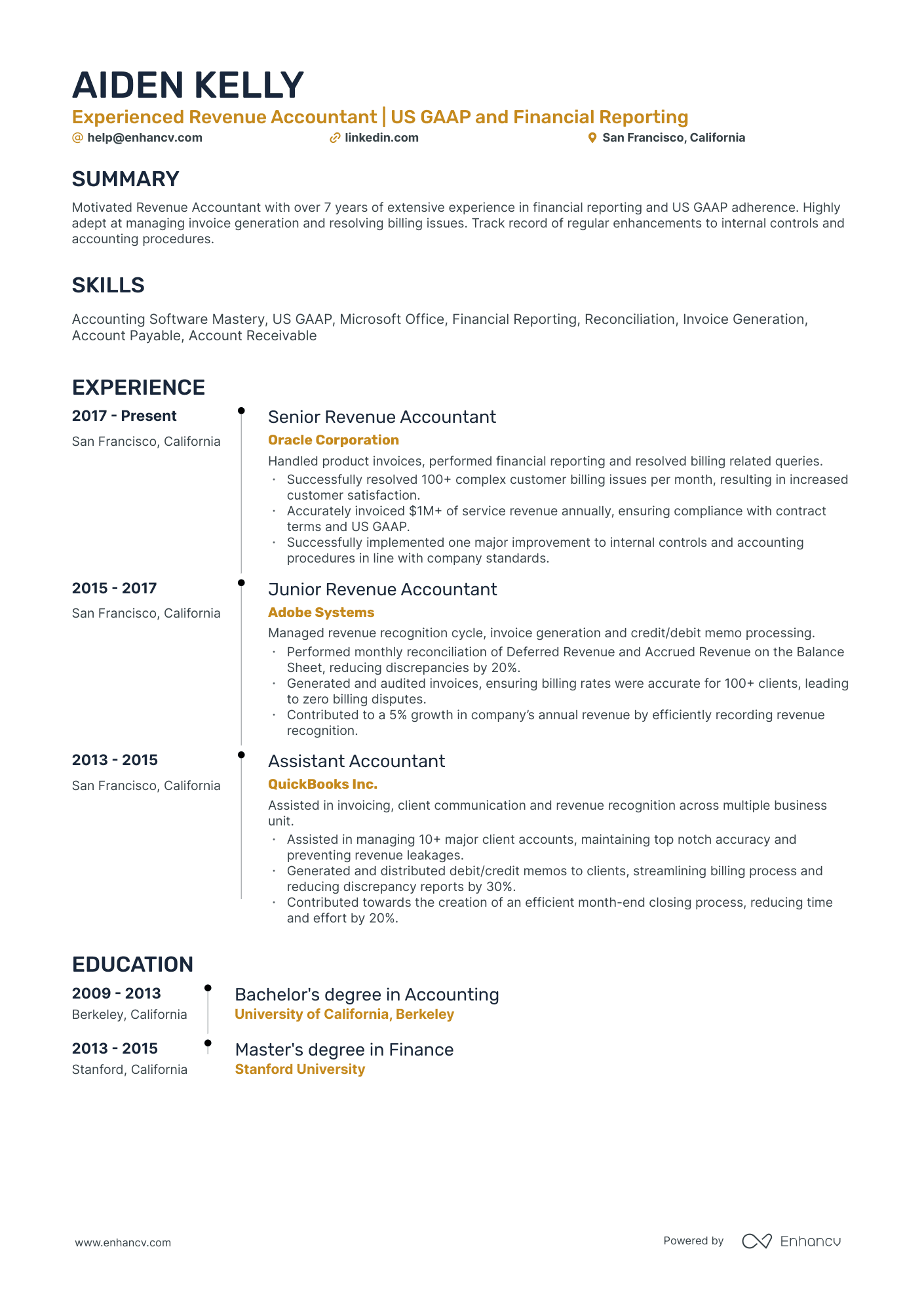 10 Revenue Accountant Resume Examples & Guide for 2026