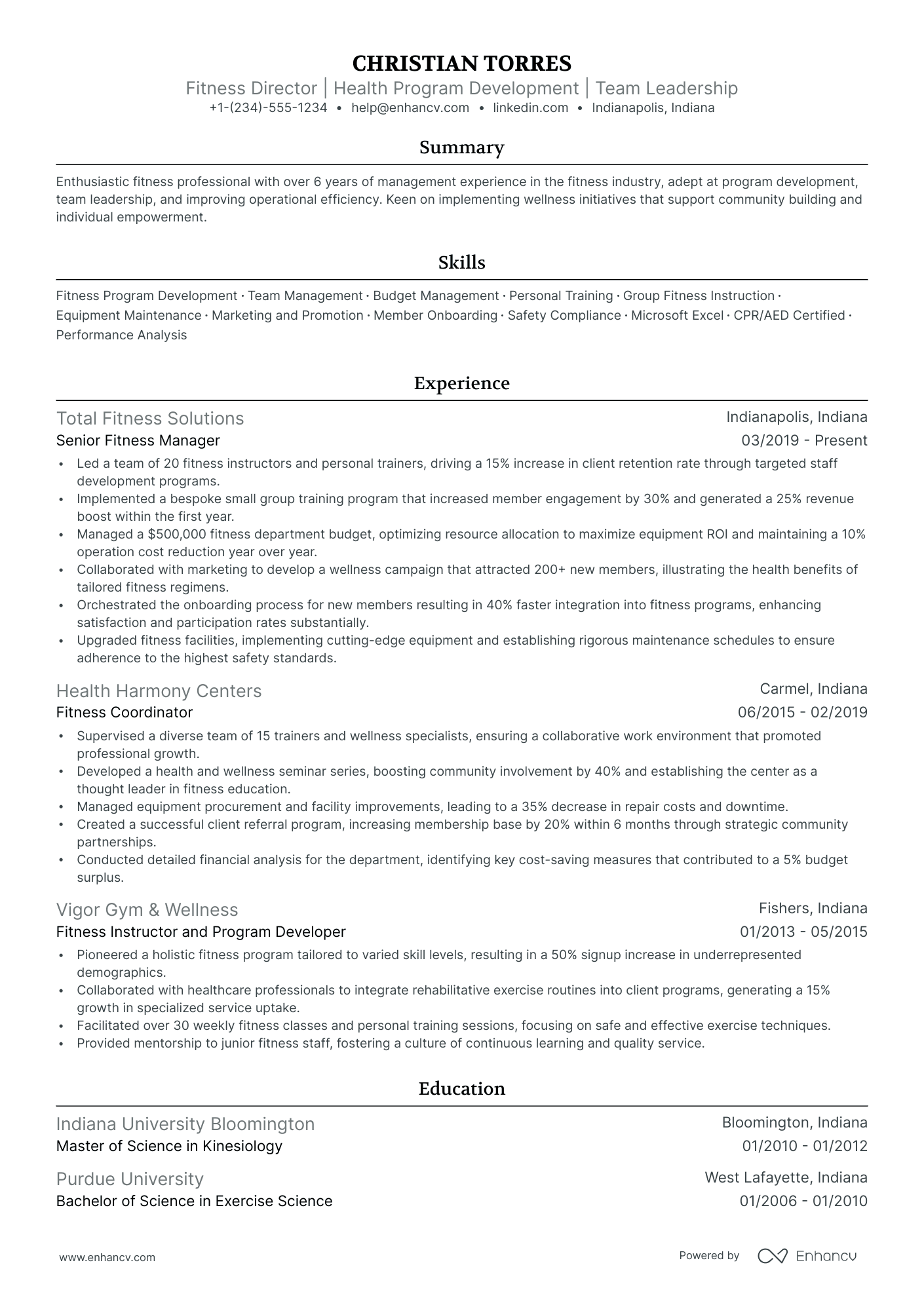 5 Fitness Director Resume Examples & Guide for 2024