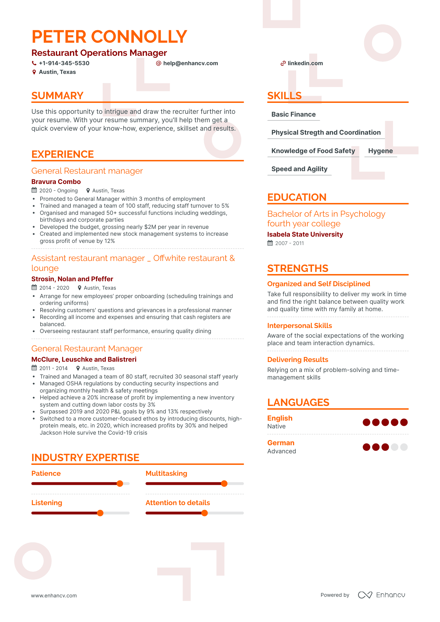 Restaurant Operations Manager Resume Examples & Guide for 2023 (Layout ...