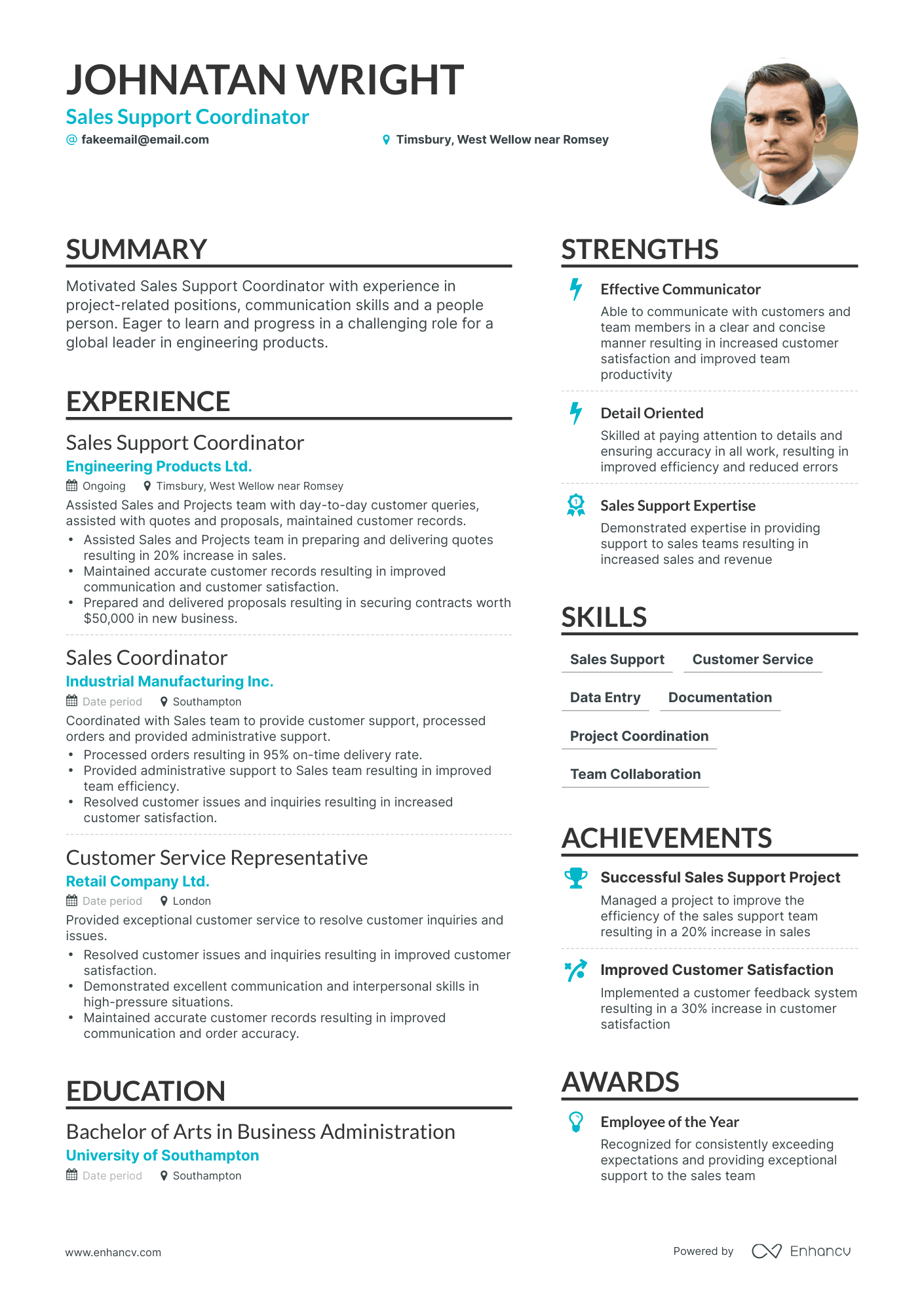 5 Sales Support Coordinator Resume Examples & Guide for 2023