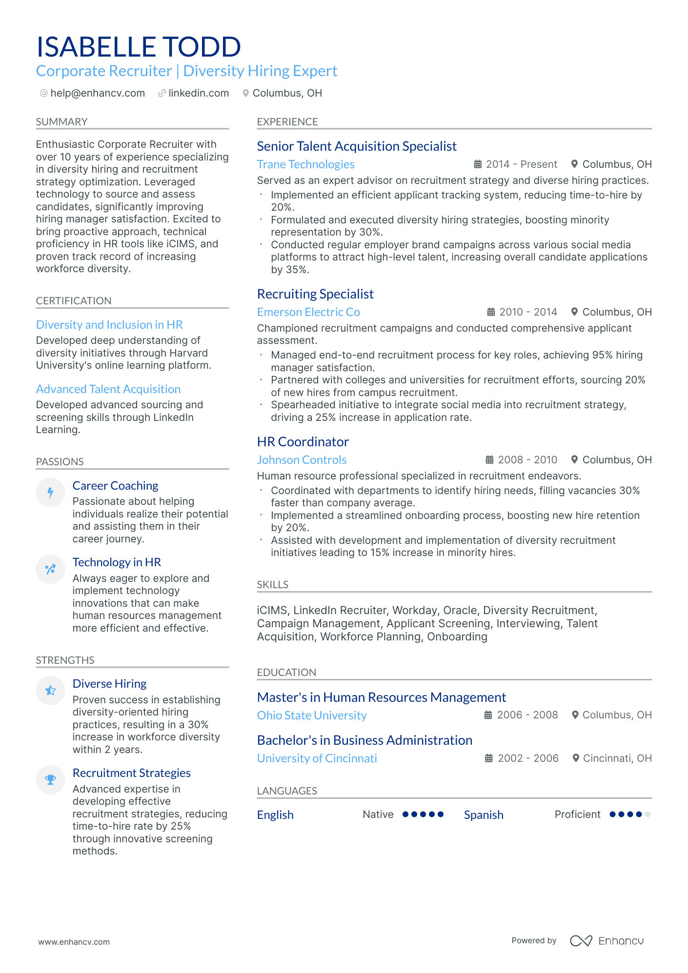 Recruiter Resume Example/sample 10 Corporate Recruiter Resume Examples & Guide for 2026
