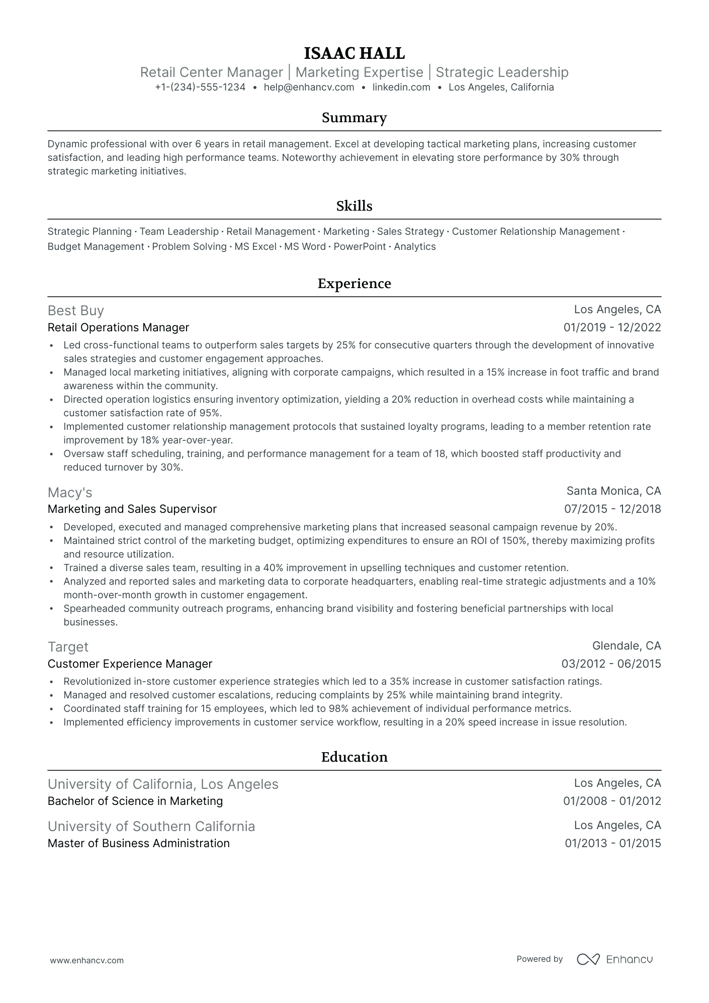 5 Manager Retail Resume Examples & Guide for 2024