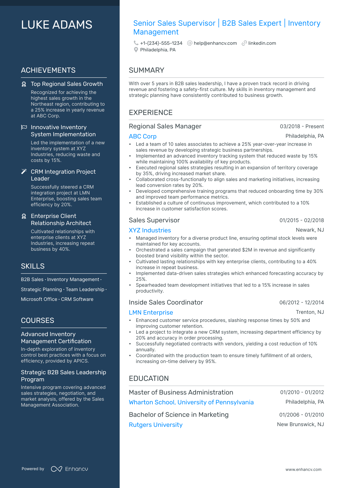 5 Sales Supervisor Resume Examples & Guide for 2024