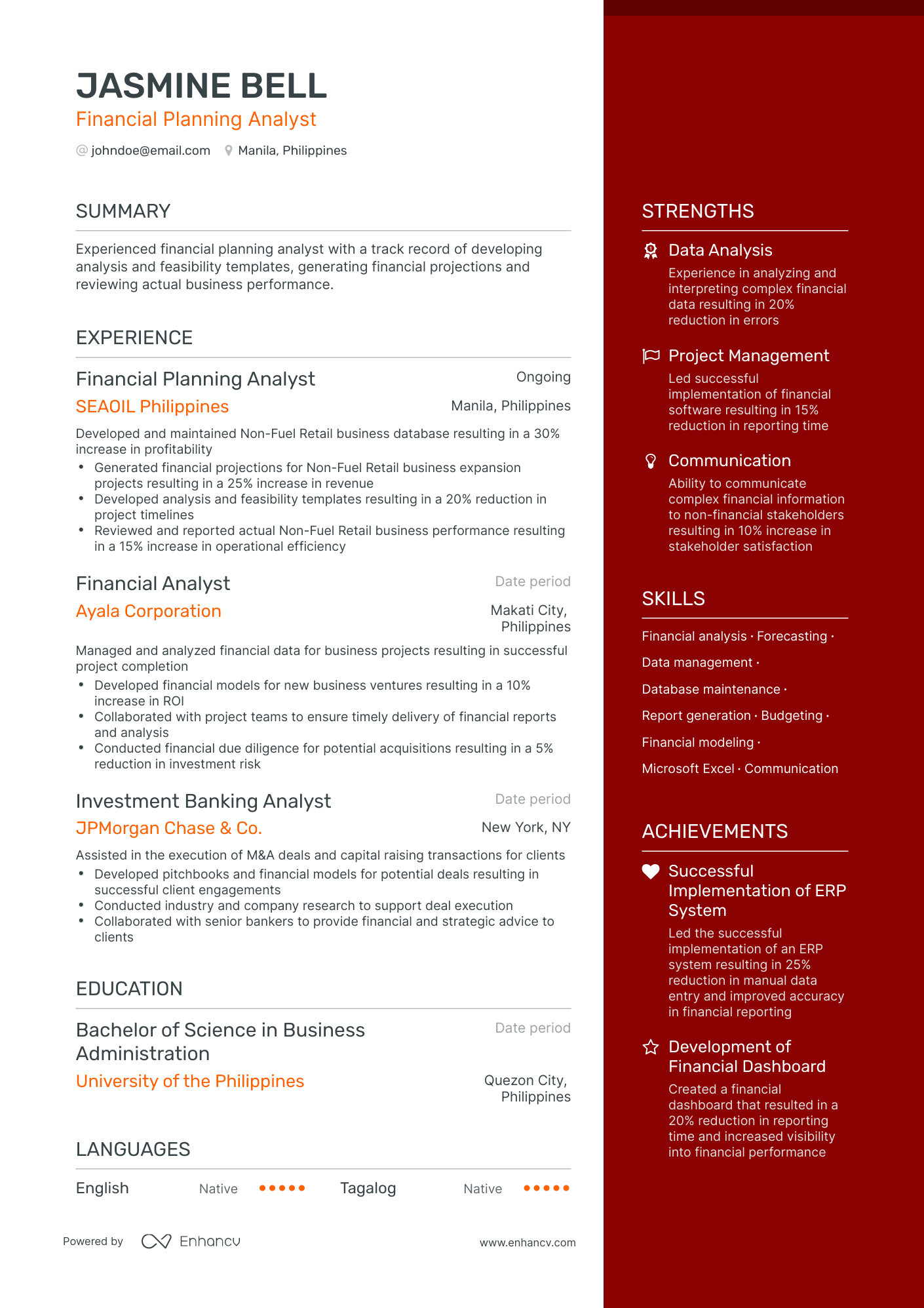 5 Financial Planning Analyst Resume Examples & Guide for 2023