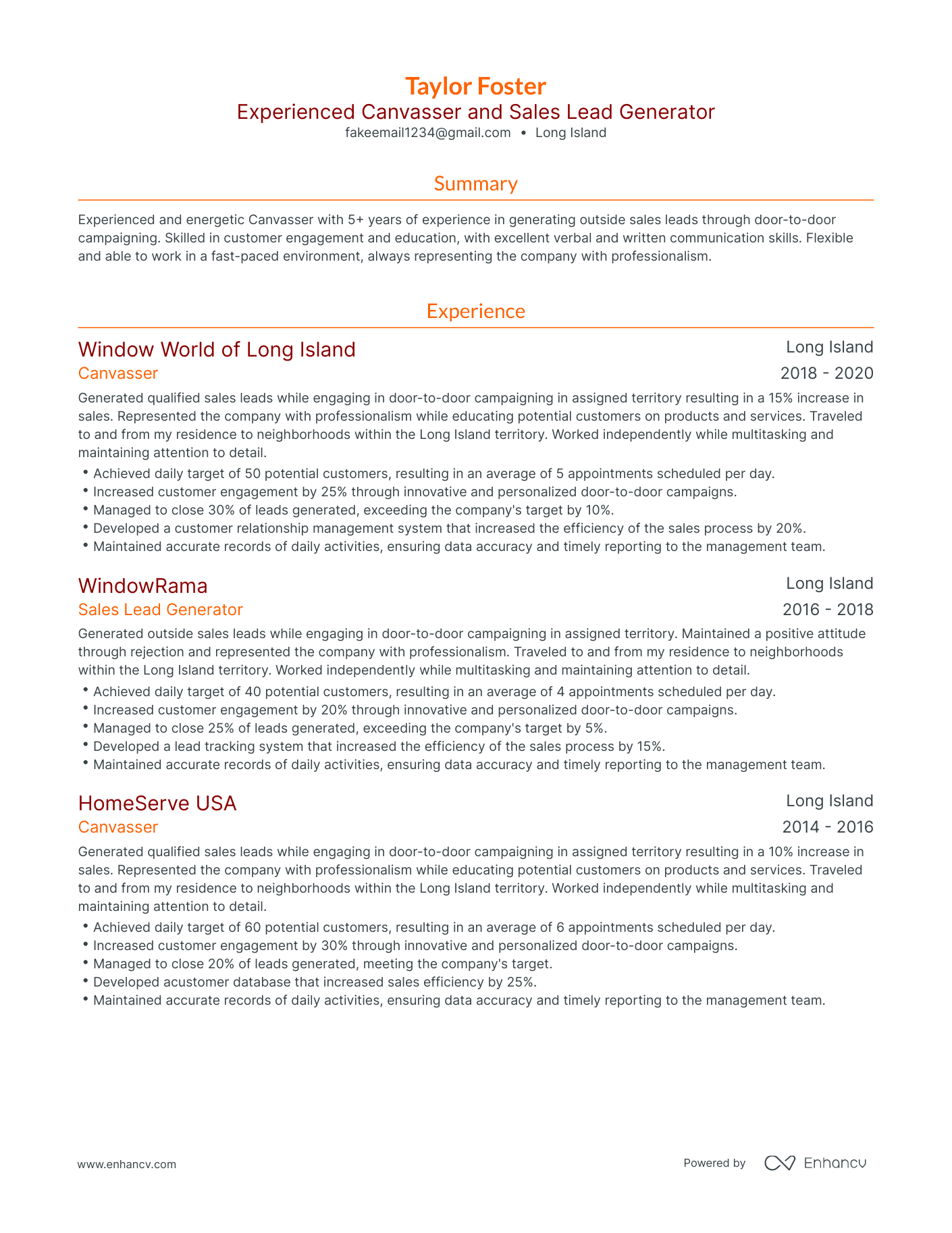 5 Canvasser Resume Examples & Guide for 2024