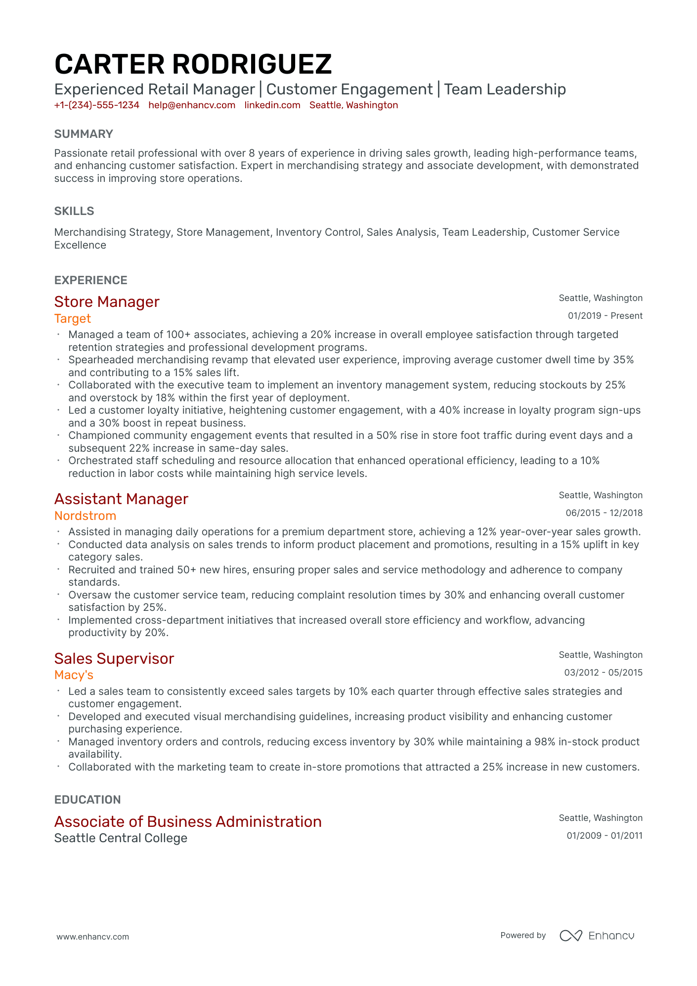 10 Assistant Store Manager Resume Examples, Templates & Guide for 2026