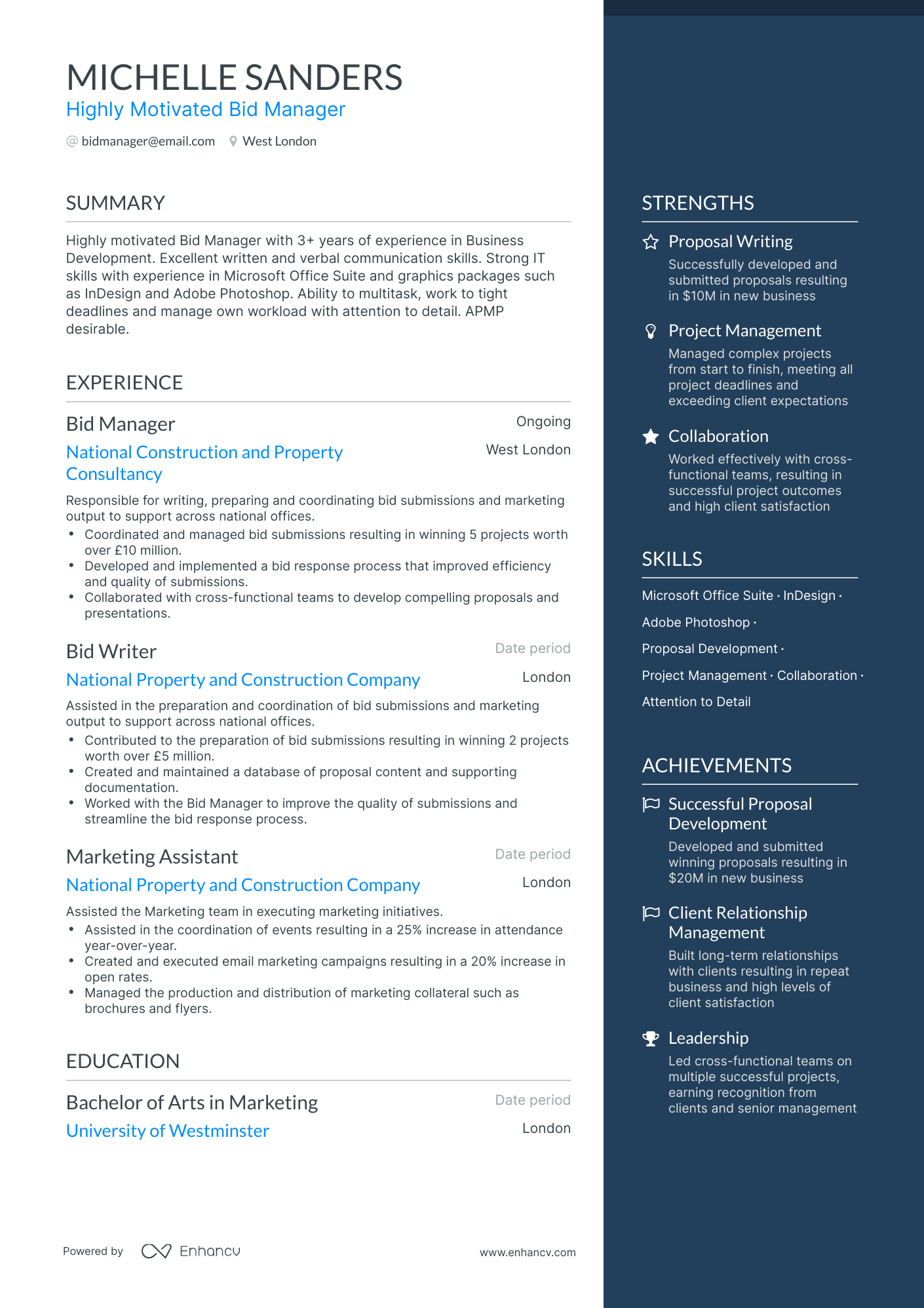 Bid Manager Resume Examples & Guide for 2023