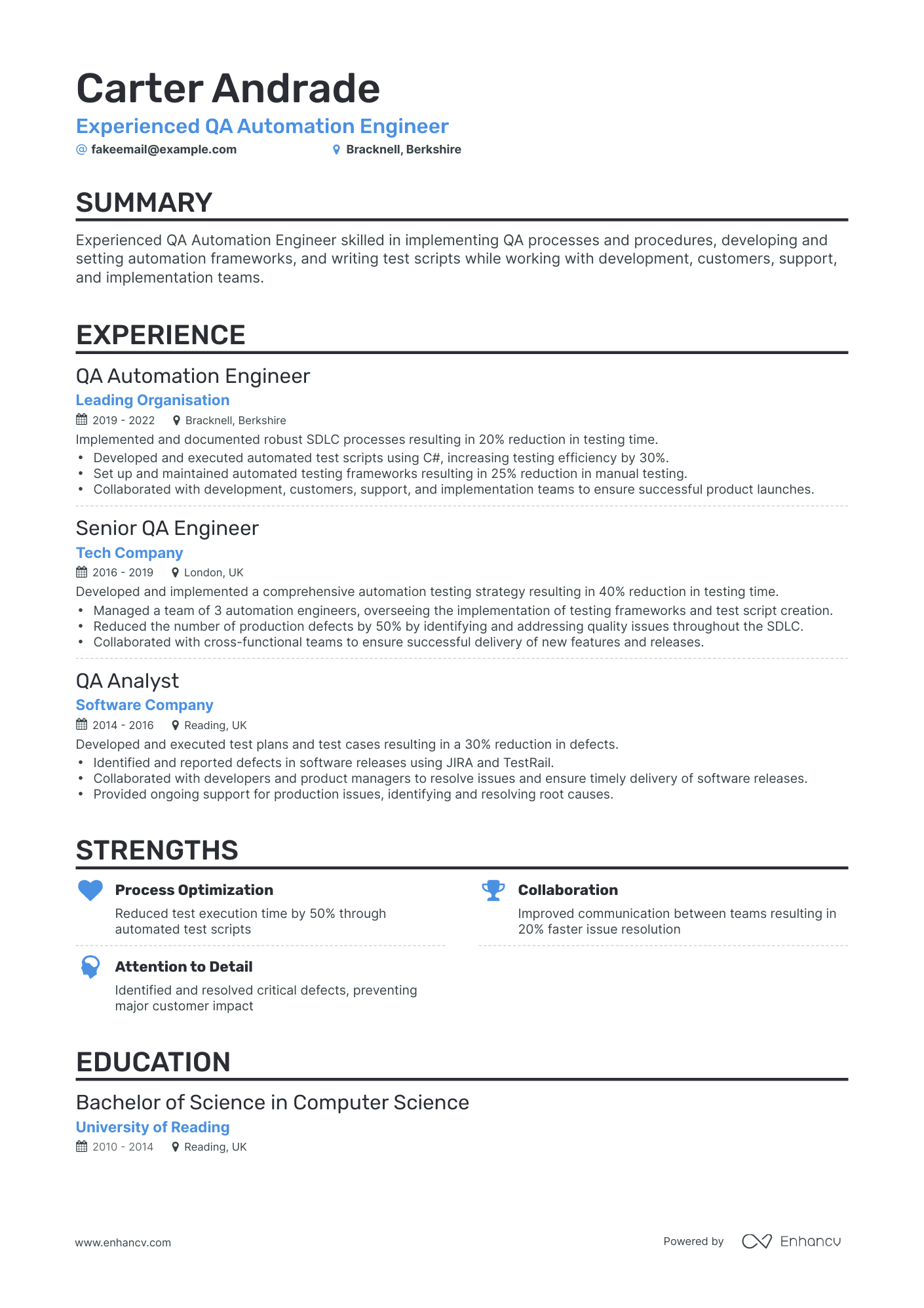 5 Qa Automation Resume Examples & Guide For 2024