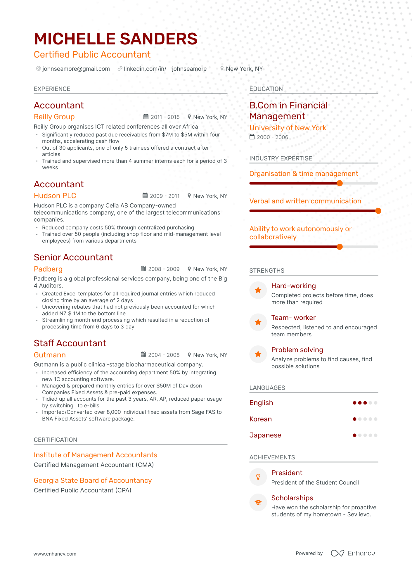 Accounting Resume Samples - A Step by Step Guide for 2023 | Enhancv.com ...