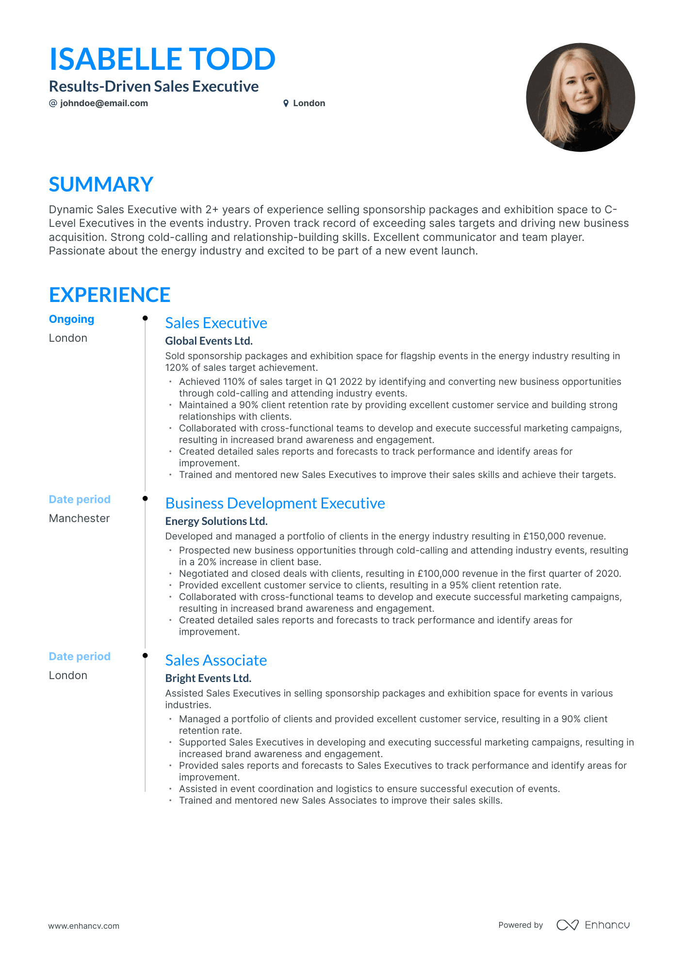 5 Sales Executive Resume Examples & Guide for 2024