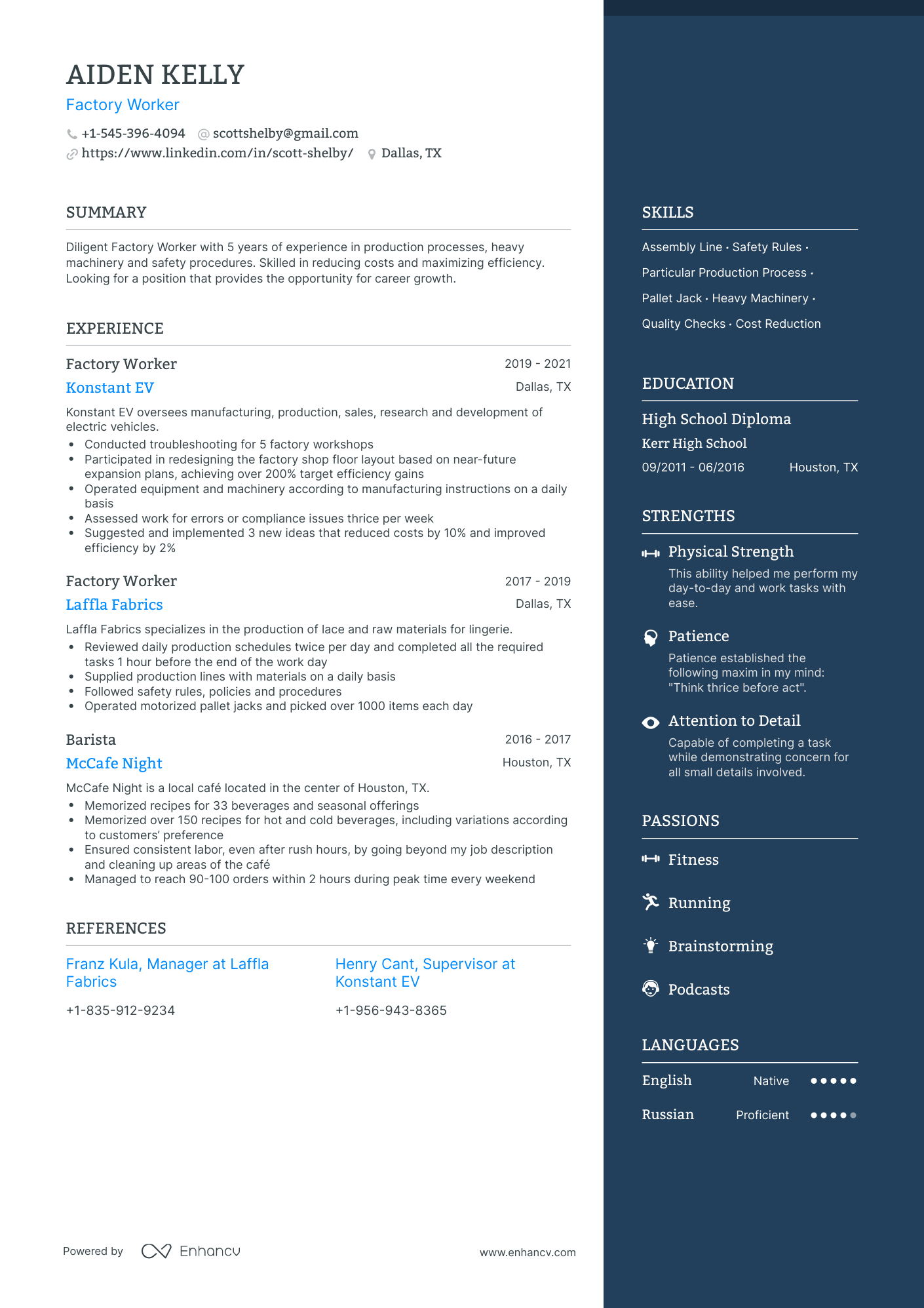 5 Factory Worker Resume Examples & Guide for 2023